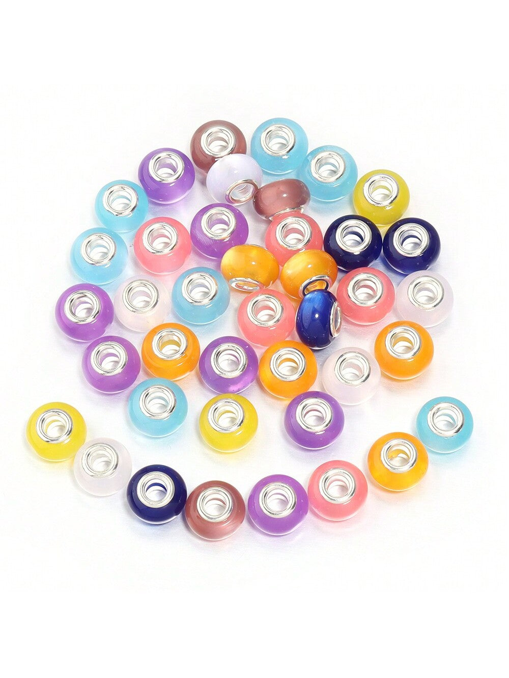 20 Pcs/Pack Resin Imitation Cat's Eye Translucent Colorful Large Hole Beads Spacer Beads Handmade Diy Bracelet Necklace Jewelry Accessories--1