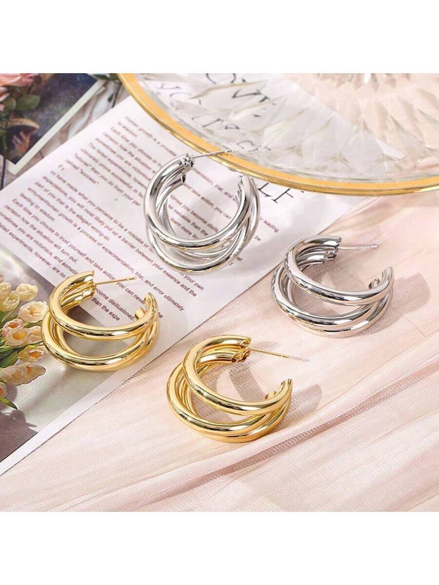 Layered Cuff Hoop Earrings--1