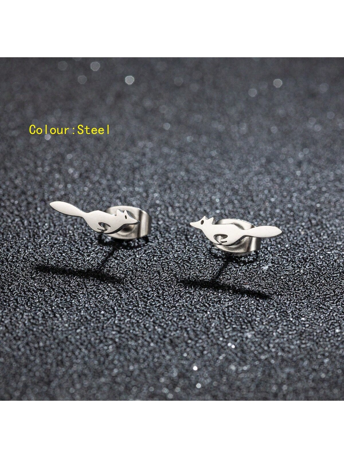 1Pair Stainless Steel Earrings Cute Cartoon Squirrel Fashion Stud Earrings For Women Jewelry Wedding Party Wedding Party Girls Gifts-White-1