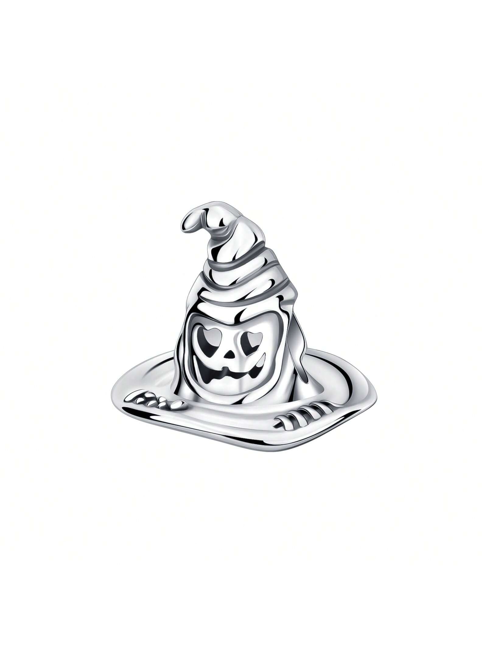 Silver Plated Charm Ghost Face Love Hat Silver Beads Charm Pendant Ball Suitable For Bracelets DIY Women'S Jewelry-Silver-1