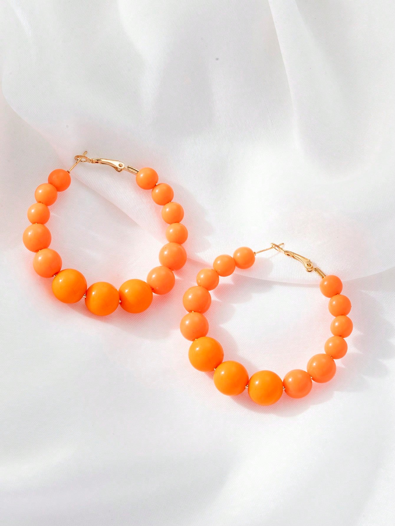 1 Piece Solid Color Acrylic Beaded Drop Earrings For Women-Orange-1