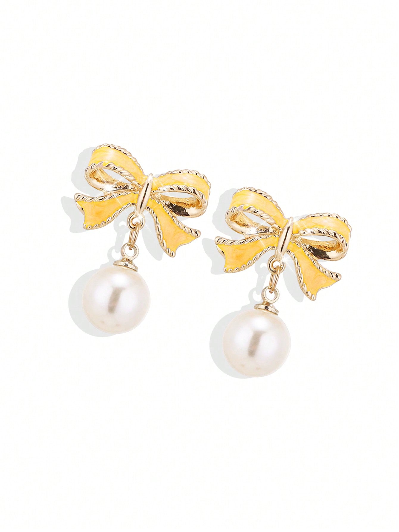 1pair/2pcs New Arrivals S925 Silver Drop-Shaped Earrings With Oil Drip Design, Gentle And Unique Style With Pearls, Suitable For Wholesale.-Gold-1