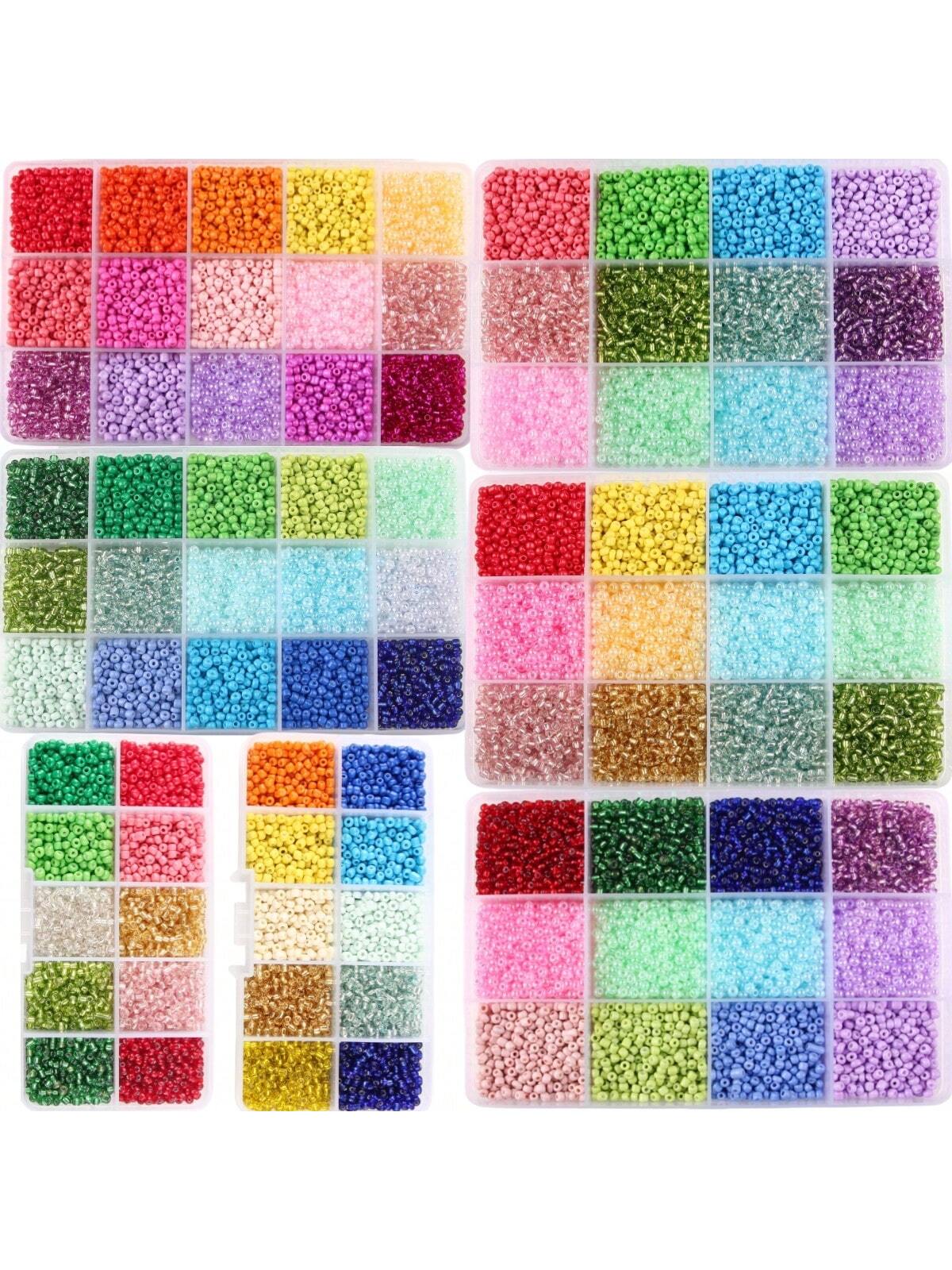 10/12/15 Grids Color Clash Seed Beads Cream & Rainbow Color Beaded Chains Diy Bracelet Necklace Handmade Jewelry Materials--1