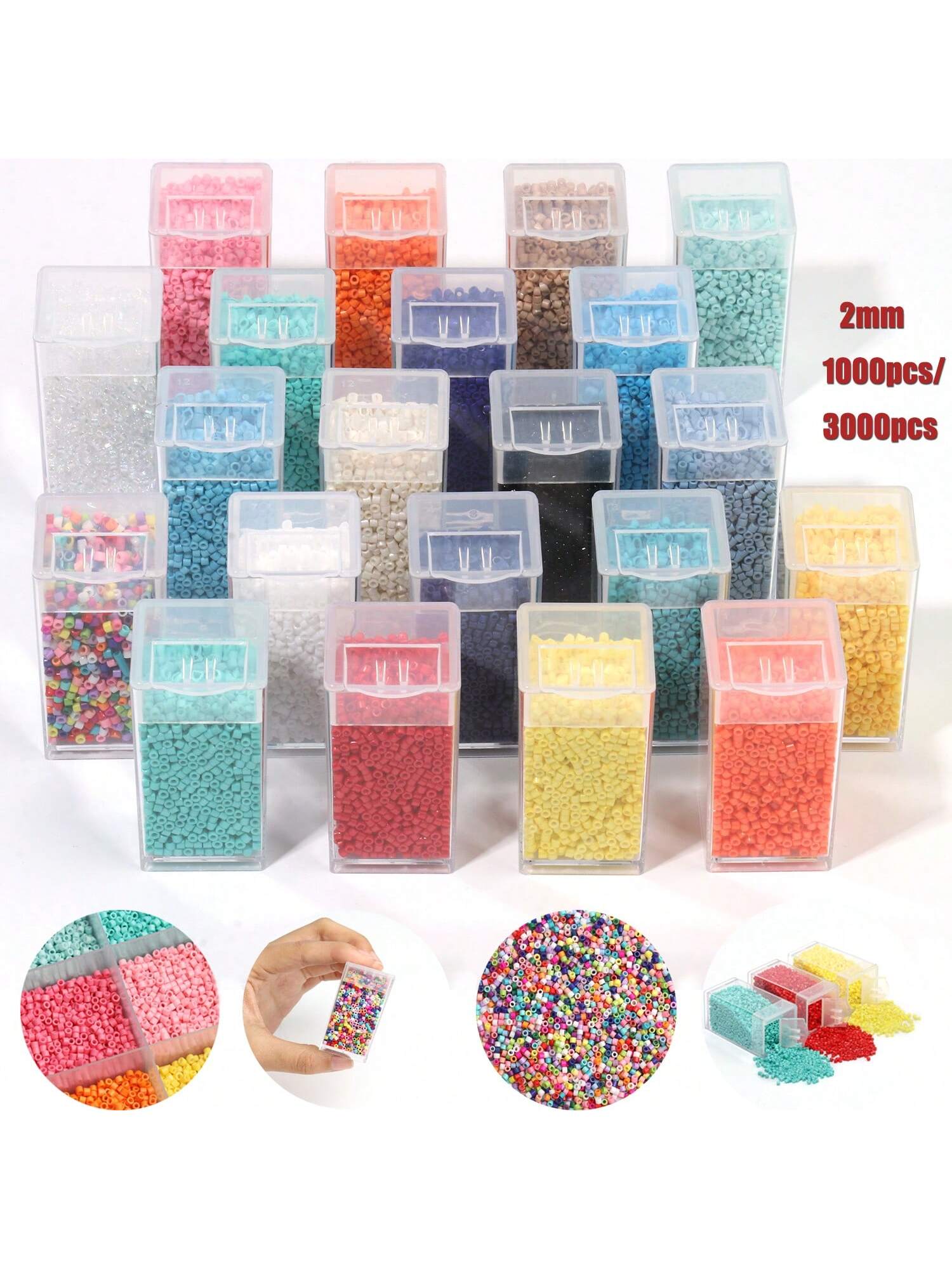 1000/3000pcs 2mm Acrylic Glass Beads Small Antique Rice Beads For Jewelry Making Diy Necklace Bracelet Accessories--1