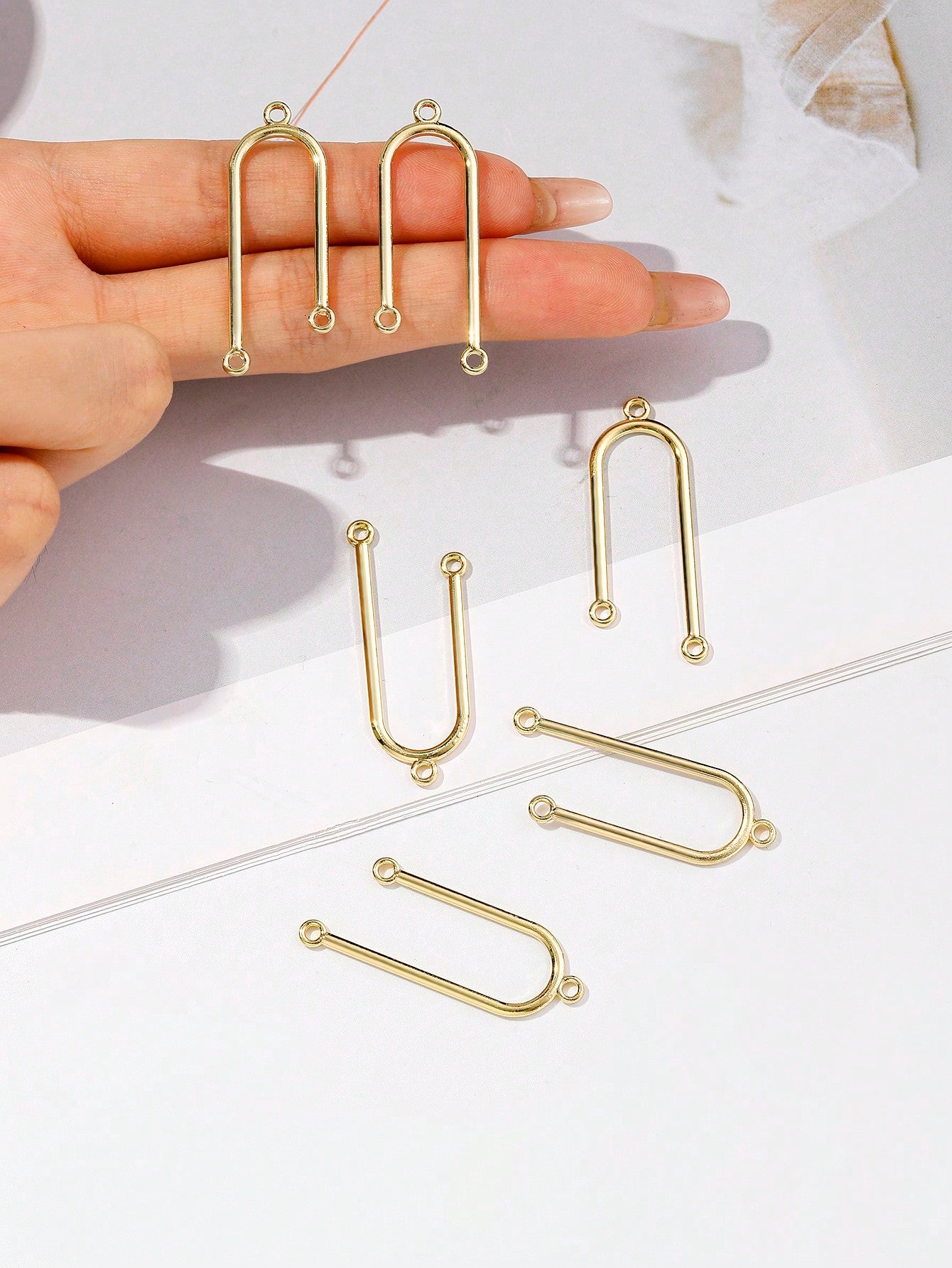 6pcs Fashionable & Luxurious U-Shaped Pendant Diy Jewelry Making Material For Earrings--1