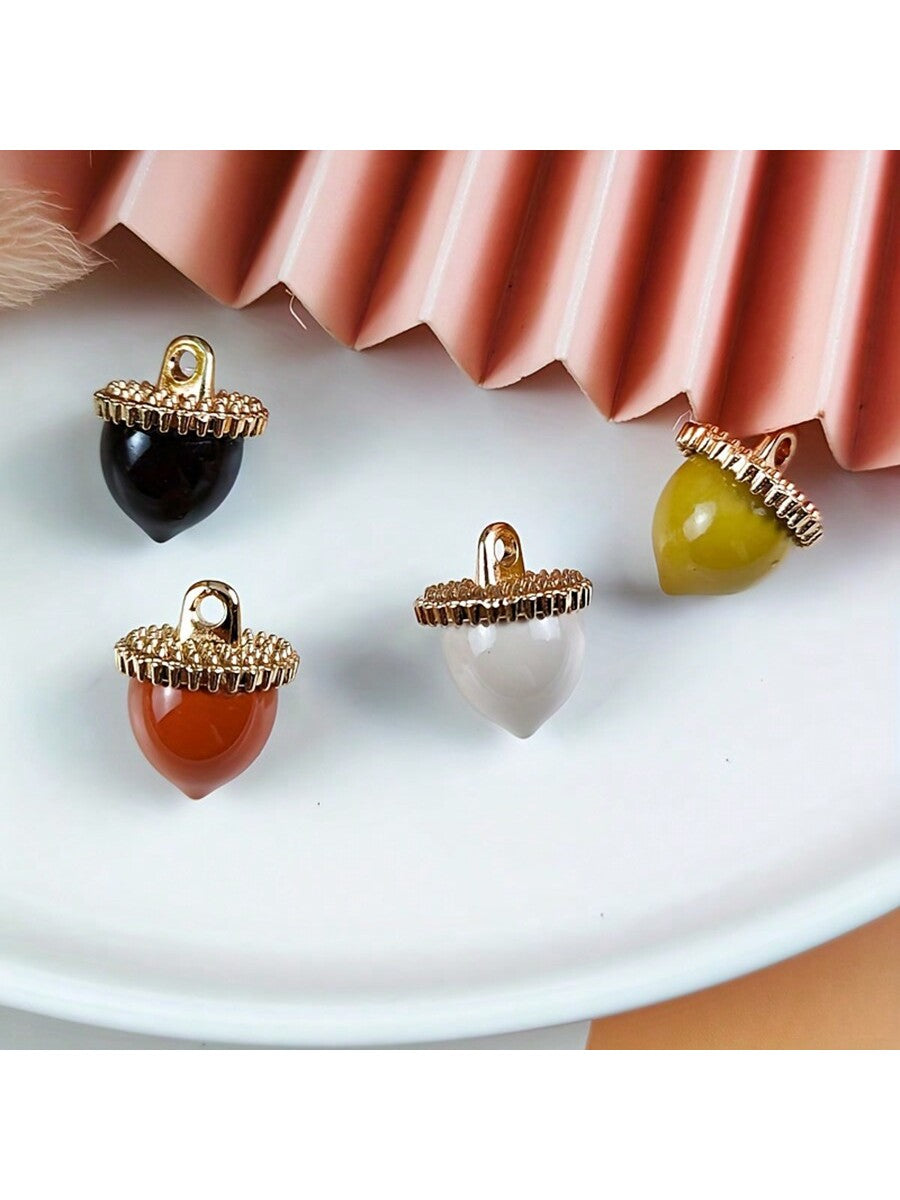 5 Pcs Alloy Small Acorn Pinecone Design Pendants Hazelnut Charms For Jewelry Making DIY Earrings Bracelet Necklace Accessories-Multicolor-1