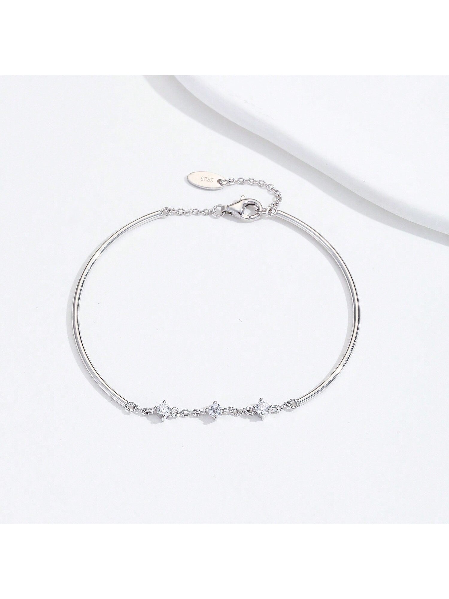 1pc S925 Silver Simple & Unique & Fashionable & Elegant & Leisure Lady'S Chain Bracelet, Women Silver Jewelry, An Ideal Gift For Ladies And Girls On Valentine's Day-White-1