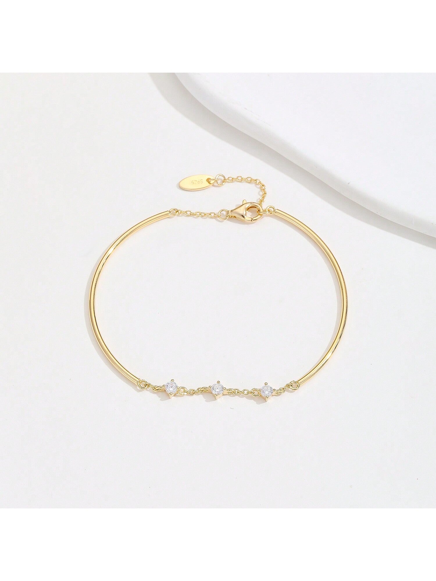 1pc S925 Sterling Silver Minimalist And Fashionable Elegant Chain Bracelet For Ladies, Ideal Gift For Valentine's Day And Girls-Yellow Gold-1