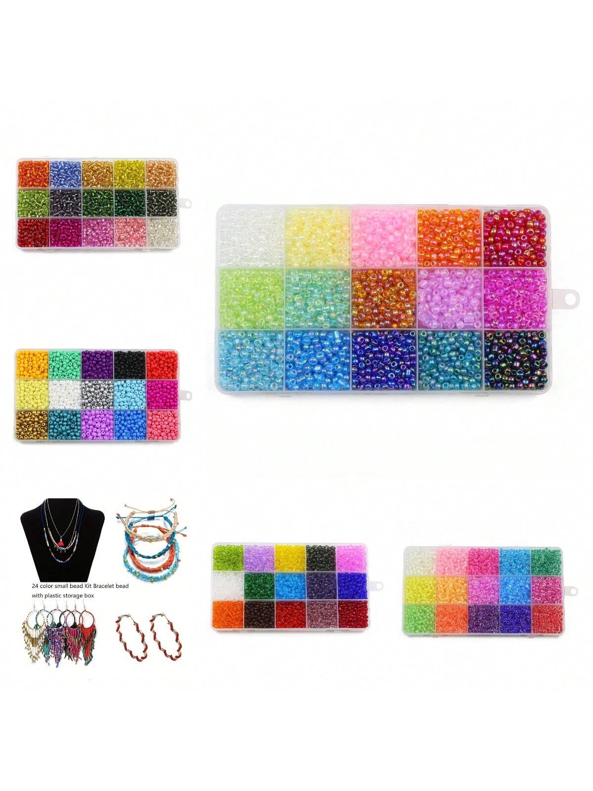 2mm 14850pcs 15-Compartment Boxed Glass Seed Beads, Each Compartment Contains 12g, For Diy Bracelets, Necklaces And Jewelry Making Accessories--1