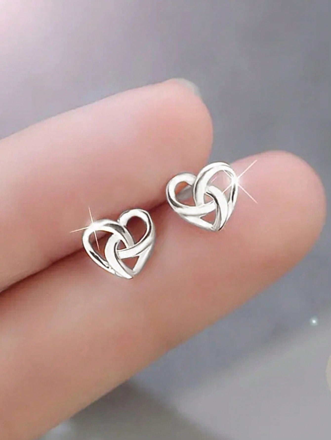 1 Pair Romantic Heart Stud Earrings For Women For Wedding Engagement Anniversary Jewelry Valentine's Day Gift--1