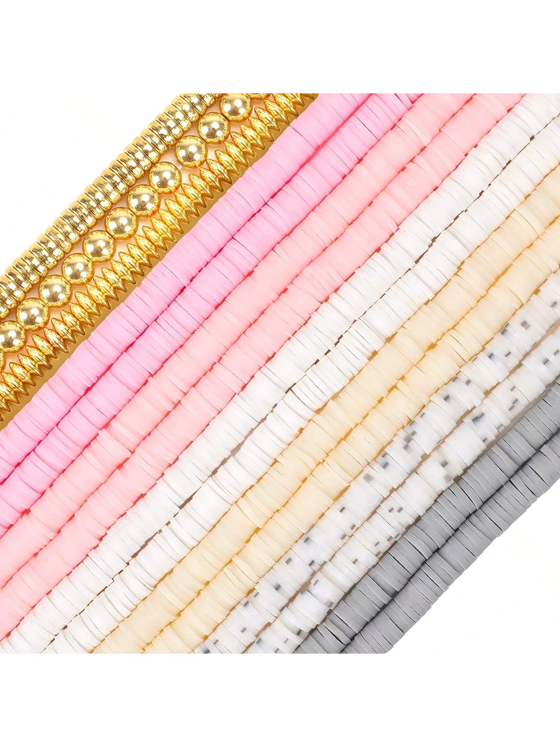 Pastel Clay Beads, 4200Pcs Clay Beads+300Pcs CCB Flat Round Gold Spacer Beads Kit For Jewelry Making DIY Polymer Necklace Bracelet Earrings--1