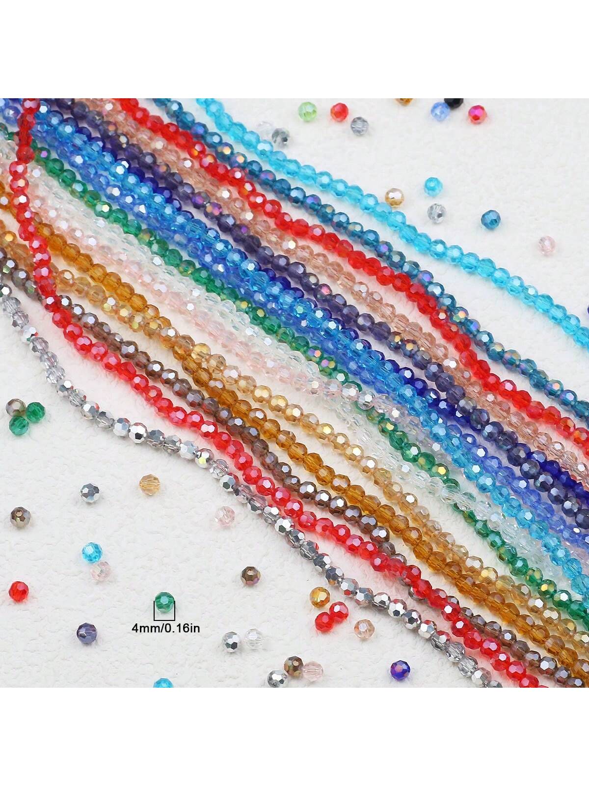 4mm Multifaceted Glass Crystal Beads, Round, Ab Color, Transparent, Loose Beads For Diy Jewelry Making, Earrings, Bracelets, Necklaces--1