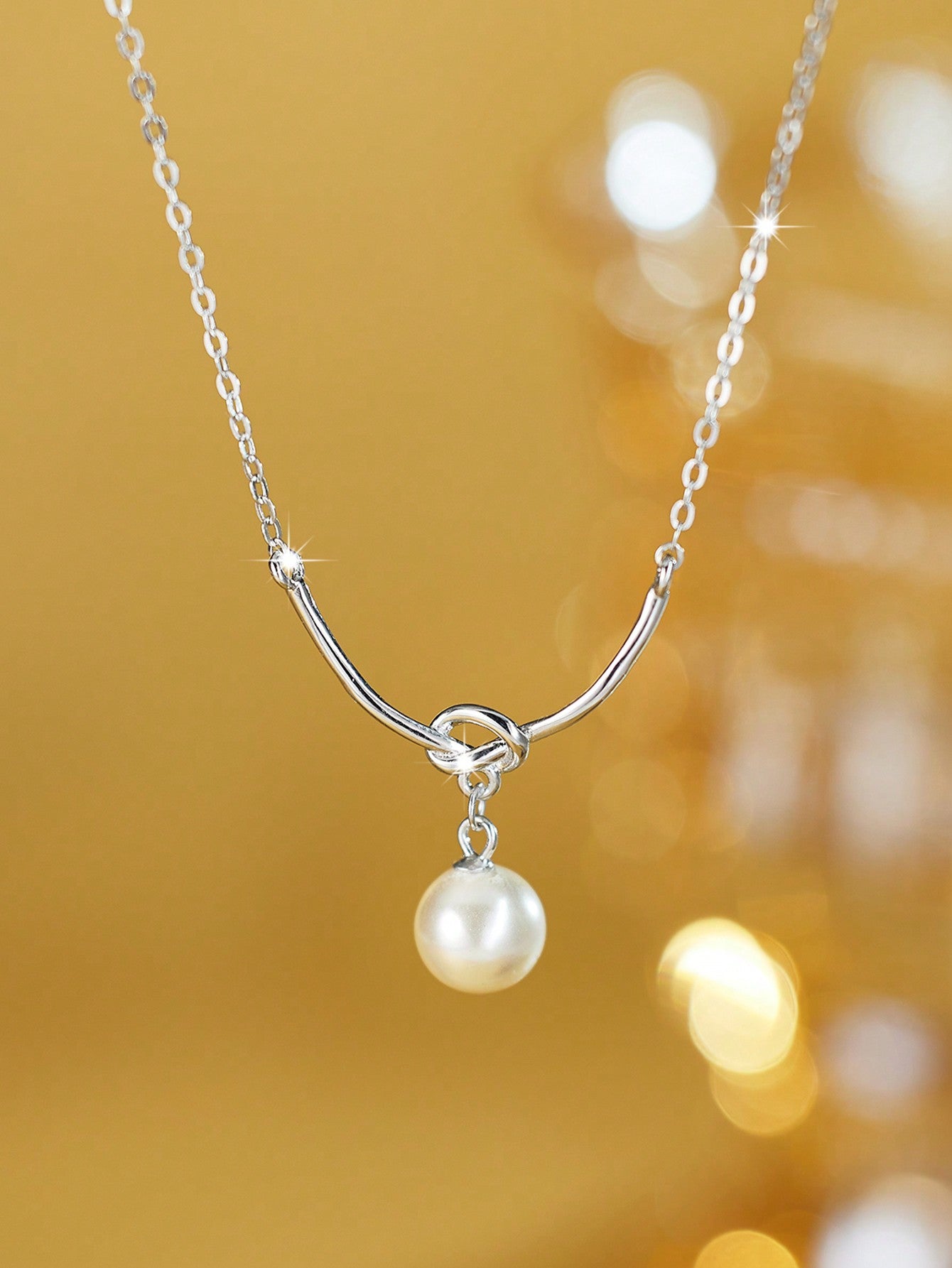 1pc 925 Silver Elegant Smiling Pearl Pendant Necklace Suitable For Ladies' Everyday Wear, Dating, Gifting-Silver-1