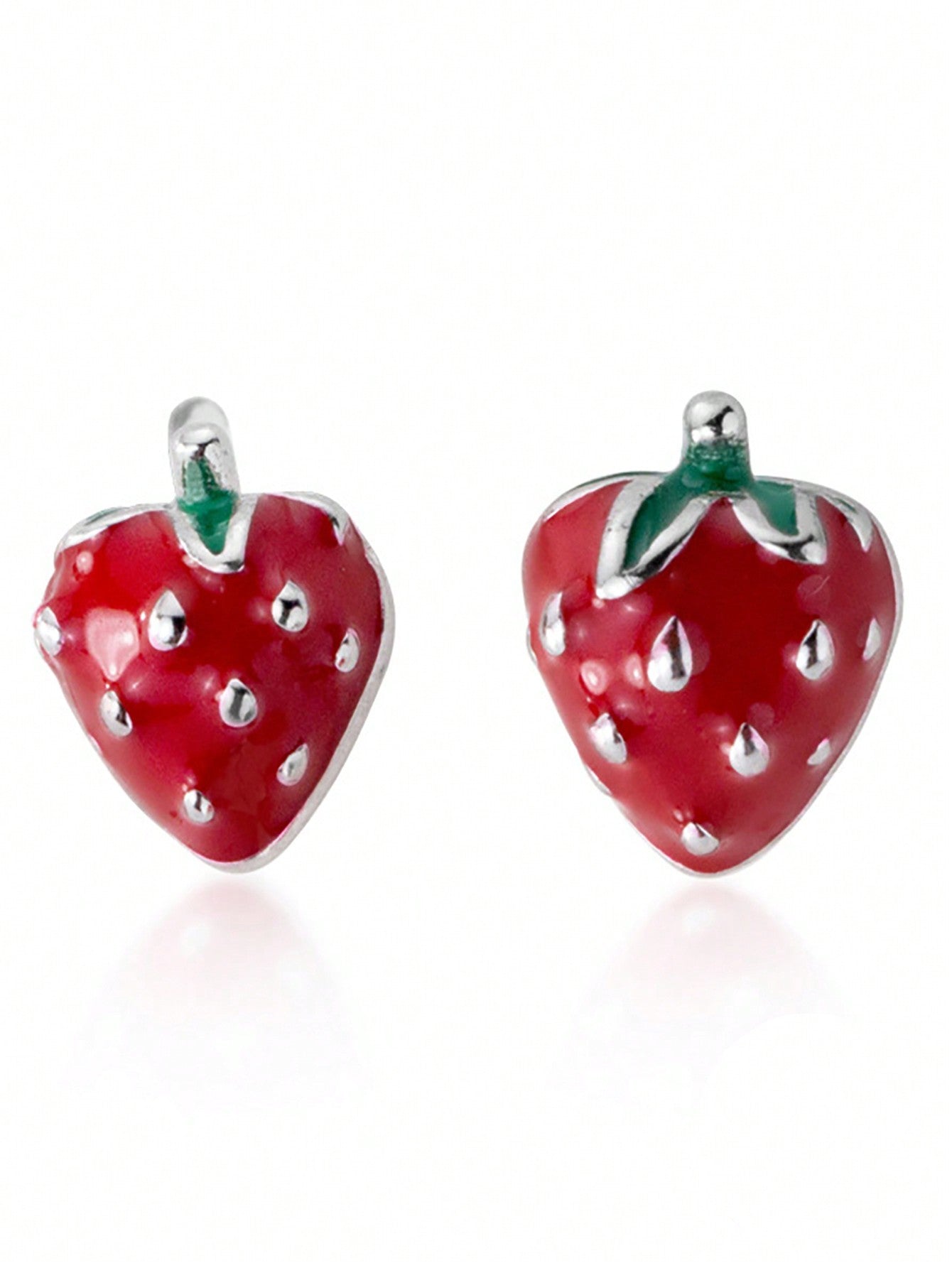 1pair Delicate & Lovely 925 Sterling Silver Strawberry Stud Earrings, Unique Design, Versatile Fashionable Accessory--1