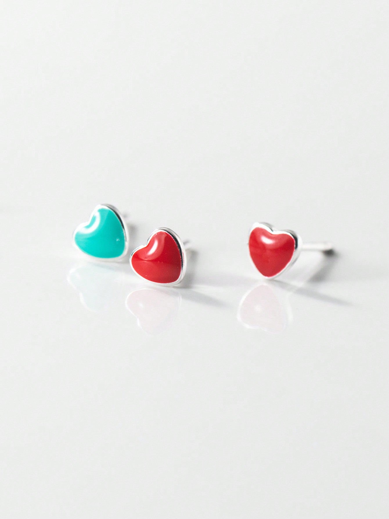 1pair Fashionable 925 Sterling Silver Heart Shaped Stud Earrings, Exquisite Design With Unique Style Accessory, Versatile And Trendy--1