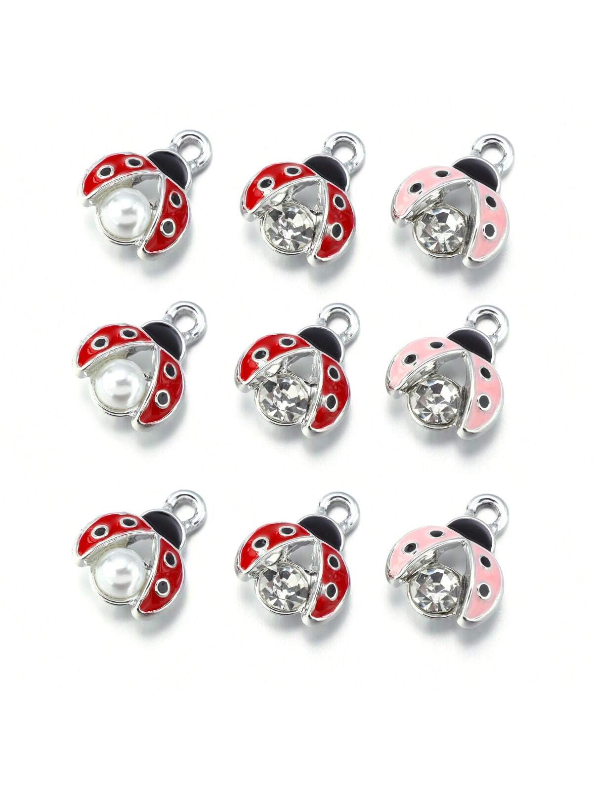 10pcs Alloy 3d Colorful Oil Drip Ladybug Diy Jewelry Pendant, Suitable For Jewelry Making--1