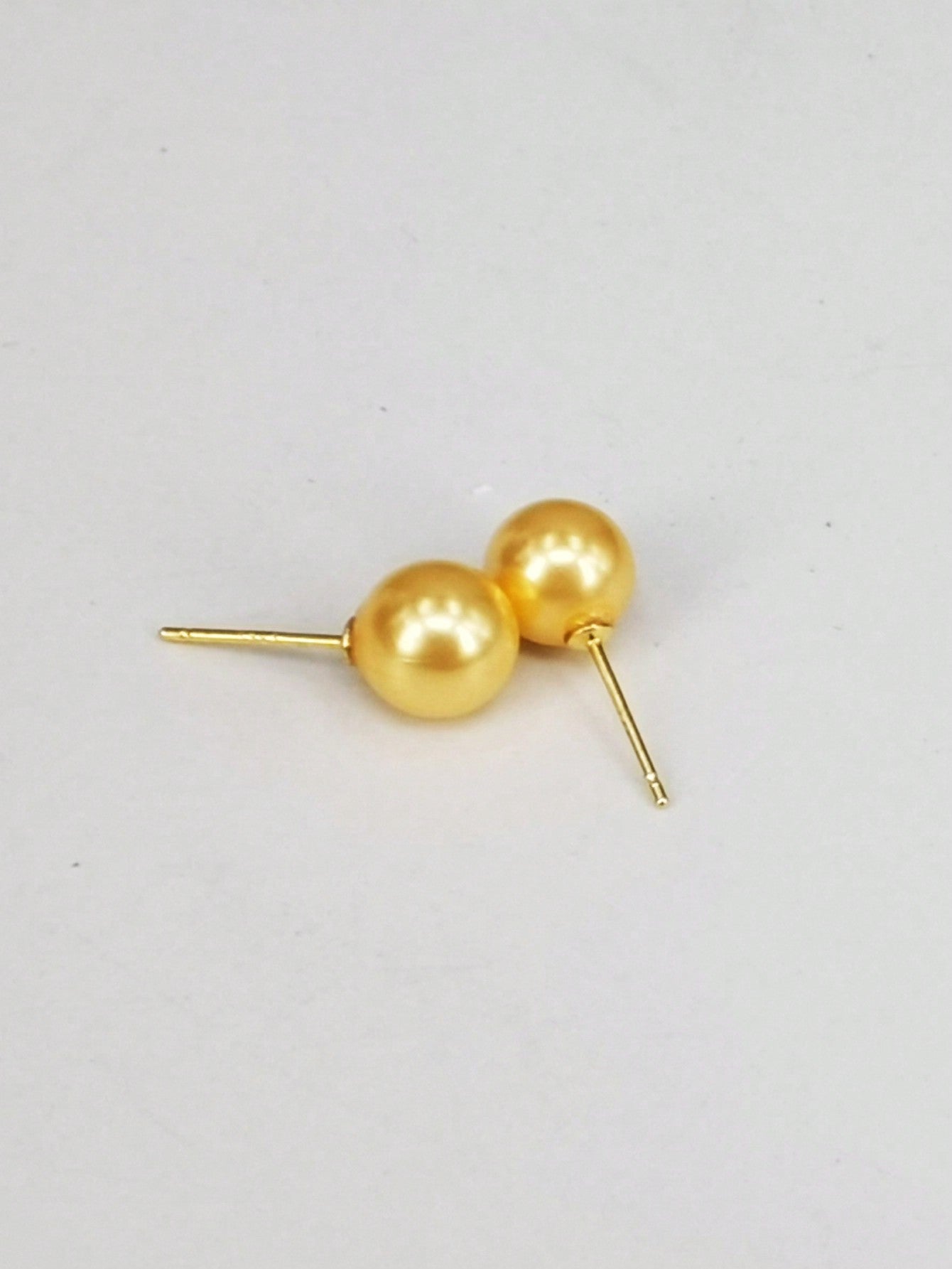 1 Pair 8mm Round Yellow Shell Pearl And S925 Stud Earrings For Women Christmas Or Daily Life Party-Yellow-1