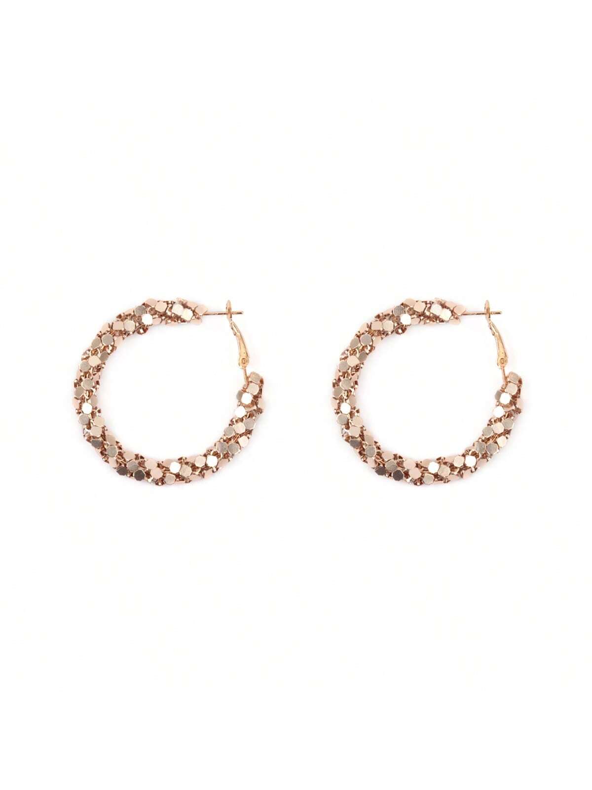 Wrap Pin Catch Hoop Earrings-Gold-1