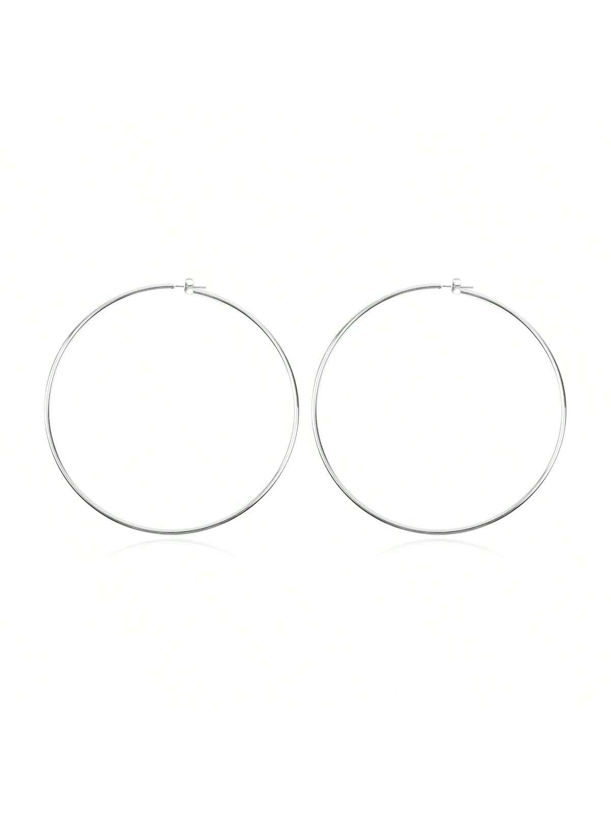 Wire Hoop Earrings-Silver-1