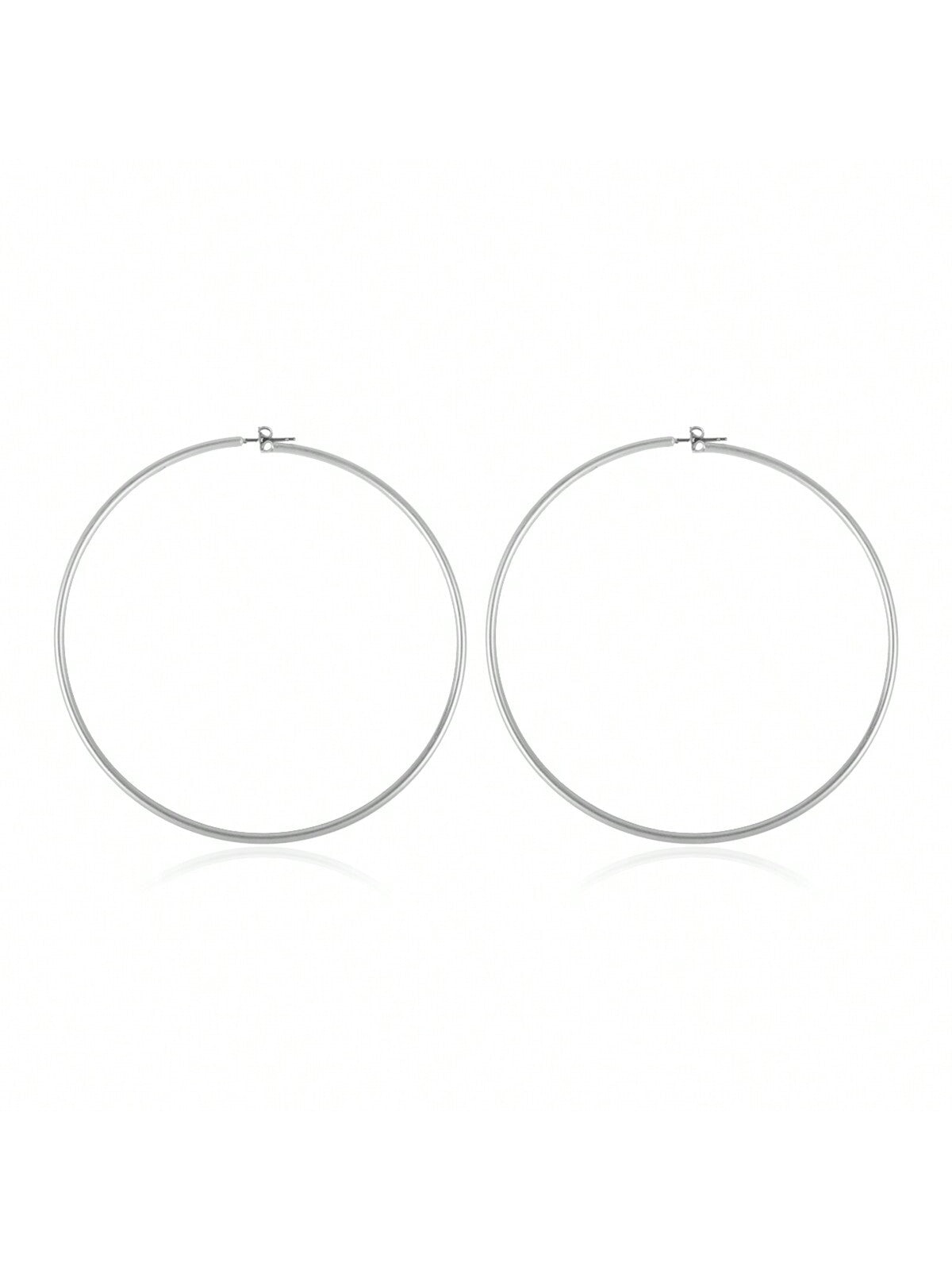 Wire Hoop Earrings-MATTE SILVER-1