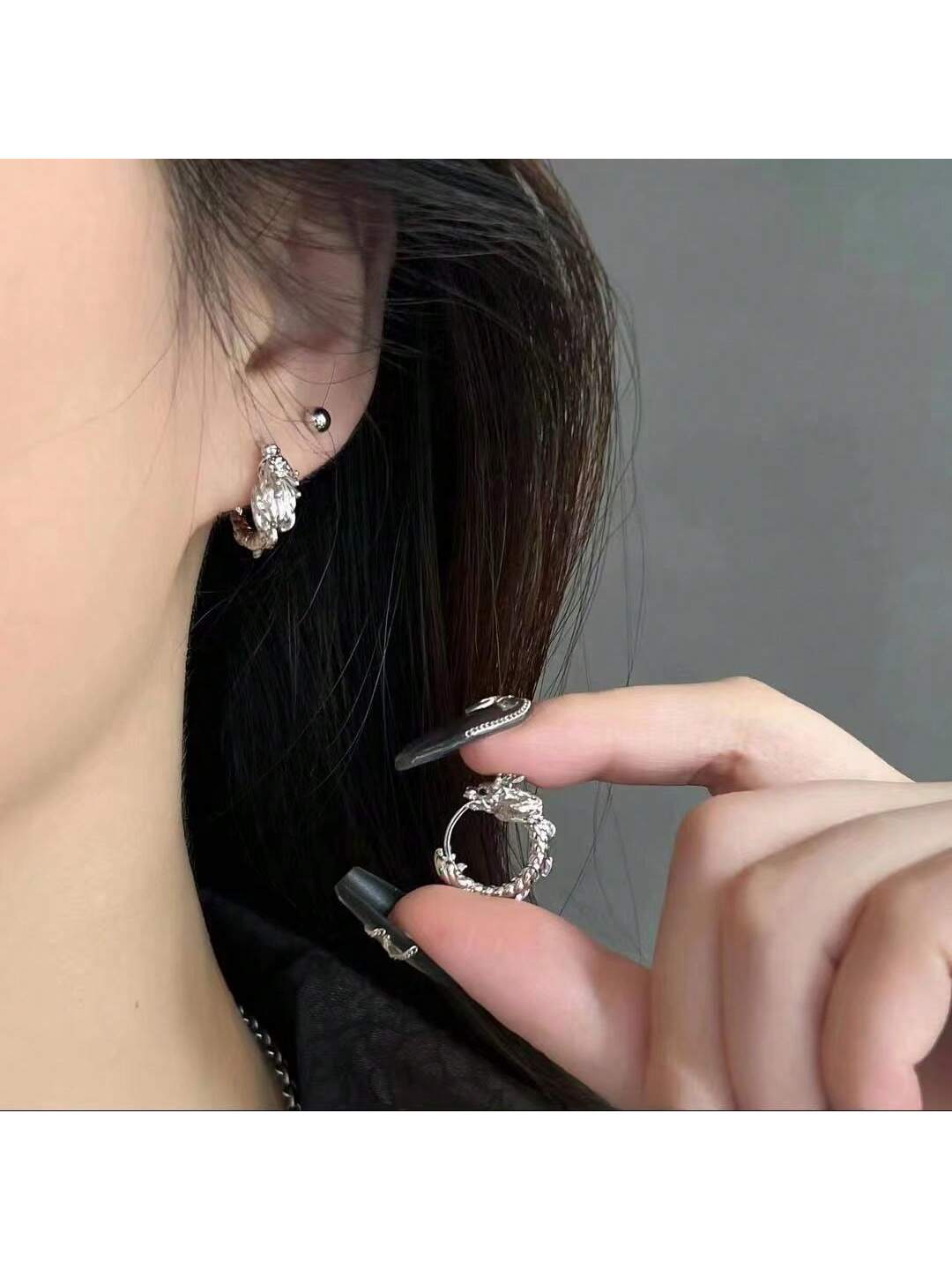 New Trendy Dragon-Shaped Ear Clips, Luxury & Elegant, Versatile, Unique, Cool Minimalist Style Earrings, Wholesales--1