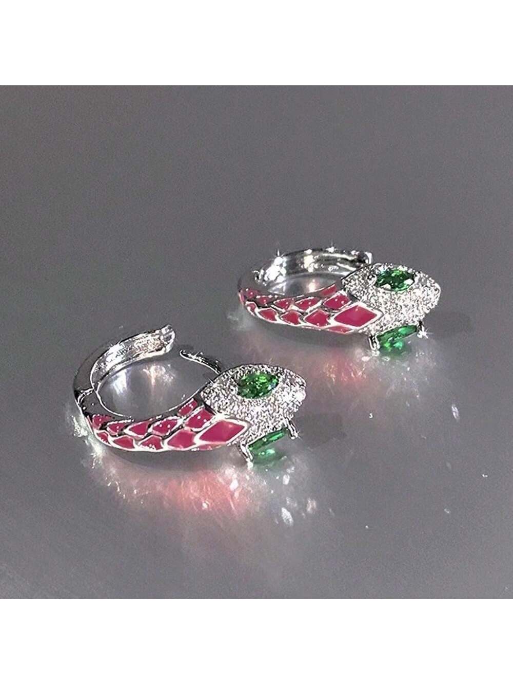 1pair Unique Design Snake Shaped Ear Cuff Earrings, Luxury Style, Personalized Fashion Earring Studs-Multicolor-1