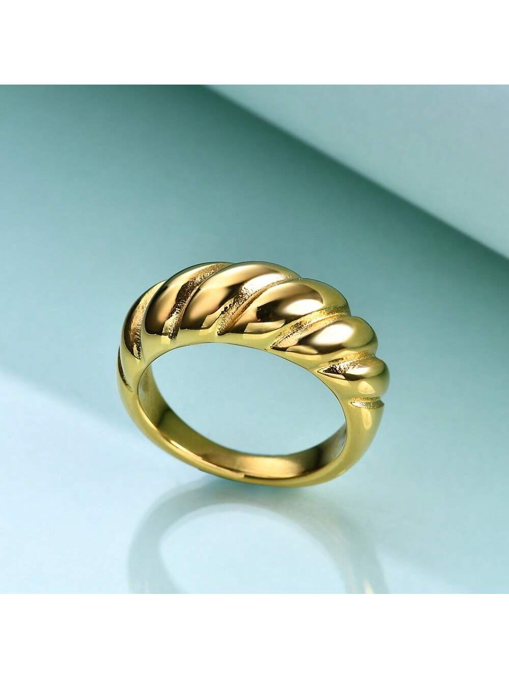 Personalized Twist Rope Women's Jewelry Ring Elegant Fashion Bakery Ring Women's Accessories Bridal Wedding Party Ring Gift-Gold-1