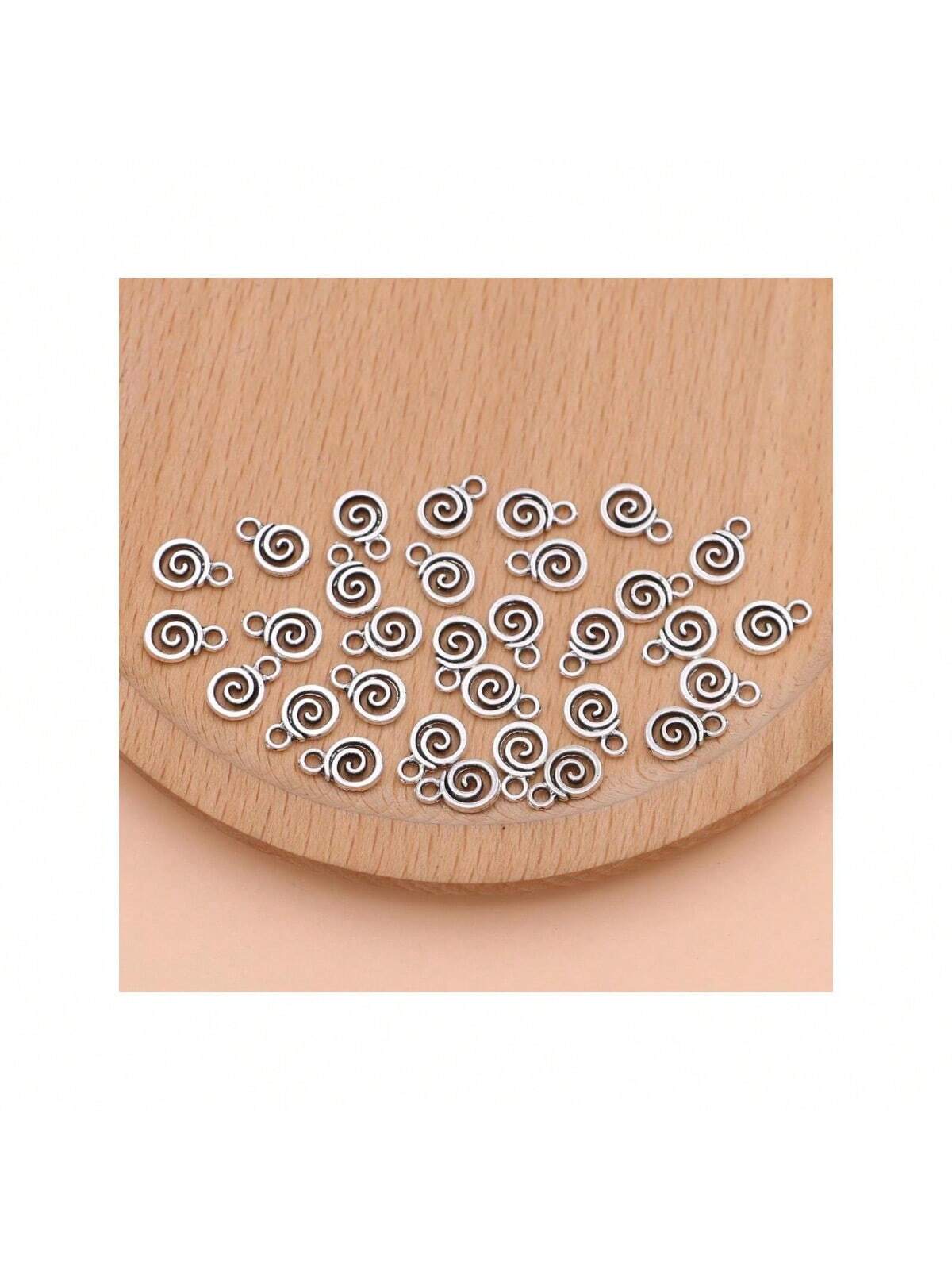 30Pcs Silver Plated Swirl Sign Charms  Pendants For Jewelry Making DIY Handmade Necklace Bracelet-Silver-1