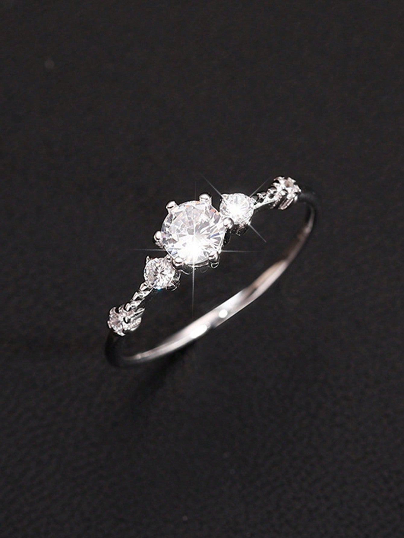 S925 Silver Ring For Women, Korean Style Luxury & Elegant & Diamond Decoration, Delicate Sweet Jewelry-White-1