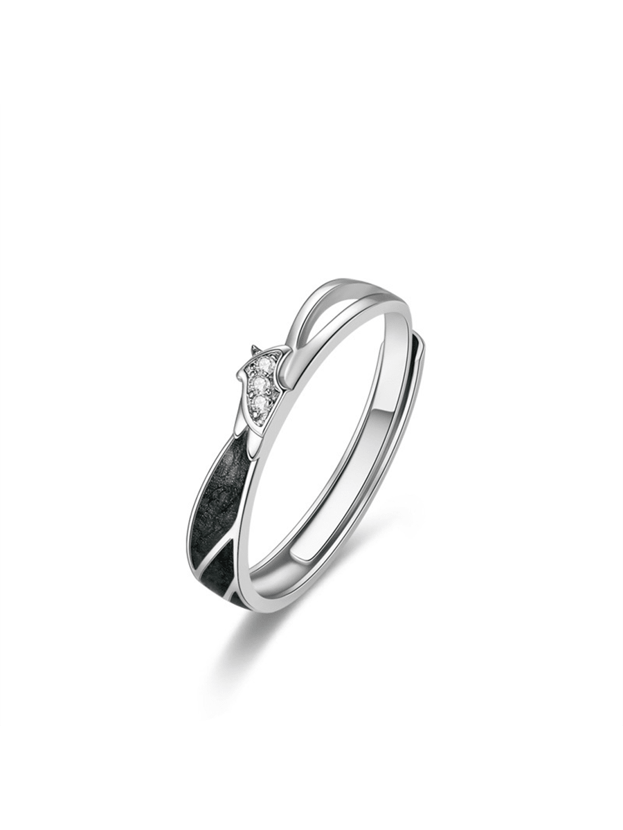 Unicorn Couple Ring, 925 Sterling Silver Ring, Men Creative Pair Ring, Valentine's Day Gift-Black-1