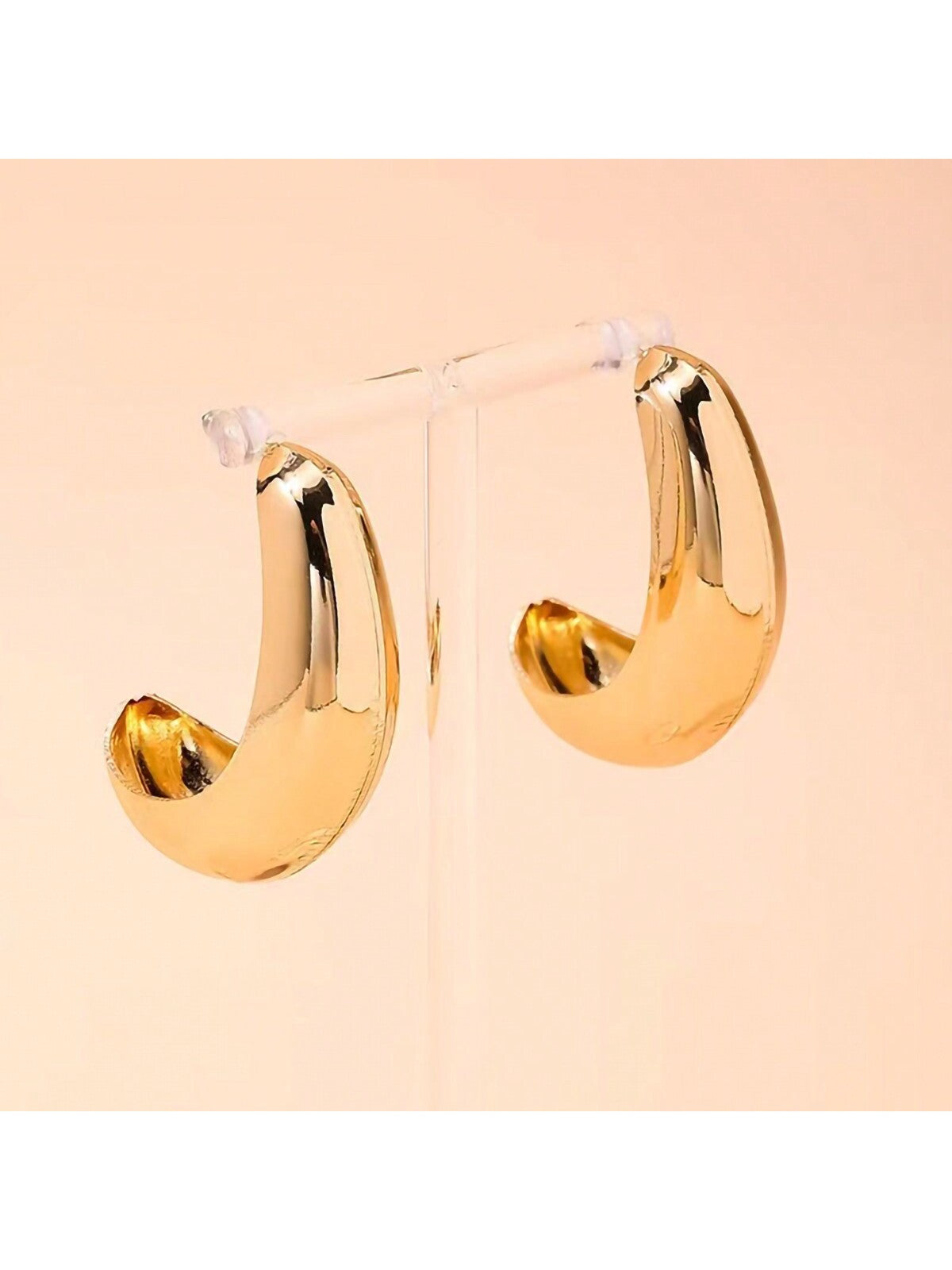 1pair Minimalist Exquisite Fashionable Geometric Teardrop Shaped Stud Earrings For Women Daily Wear-Yellow Gold-1