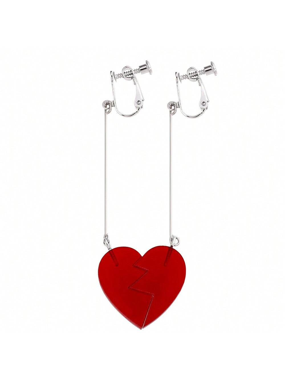 'S Bizarre Adventure Polnareff & Iggy Themed Resin Heart-Shaped Clip-On Earrings & Ear Hooks Set, Anime-Inspired Valentine'S Day Gift--1