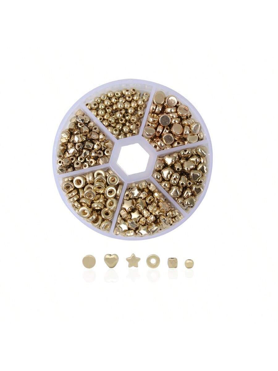 2160pcs Gold Spacer Beads Kit, Round Star Gold Beads For Bracelet Jewelry Making(Gold, Sliver, Rose Gold, KC Gold)--1