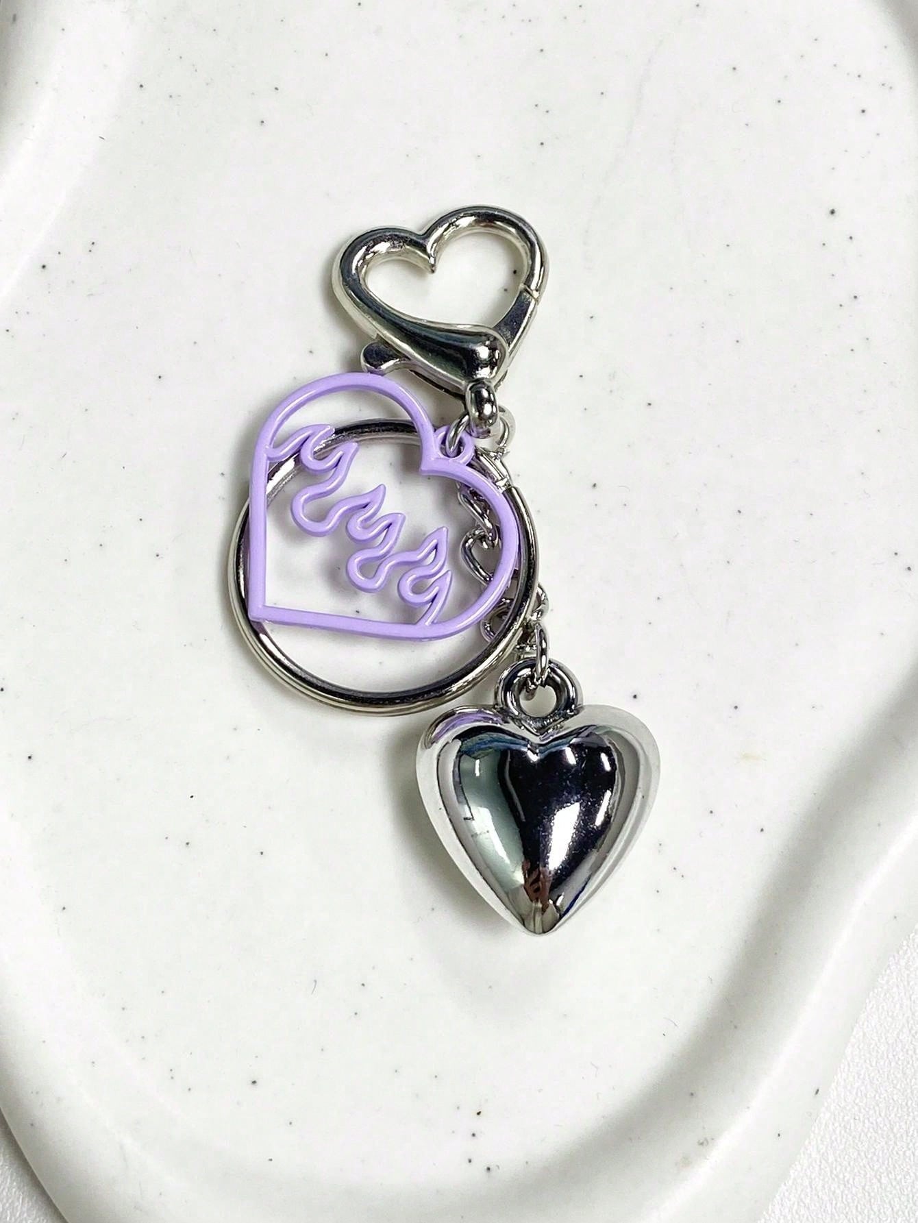 Ins-Style Keychain Car Key Chain With Heart-Shaped Pendant, Minimalist And Unique Accessory For Everyone And Ideal Gift For Best Friends-Silver-1