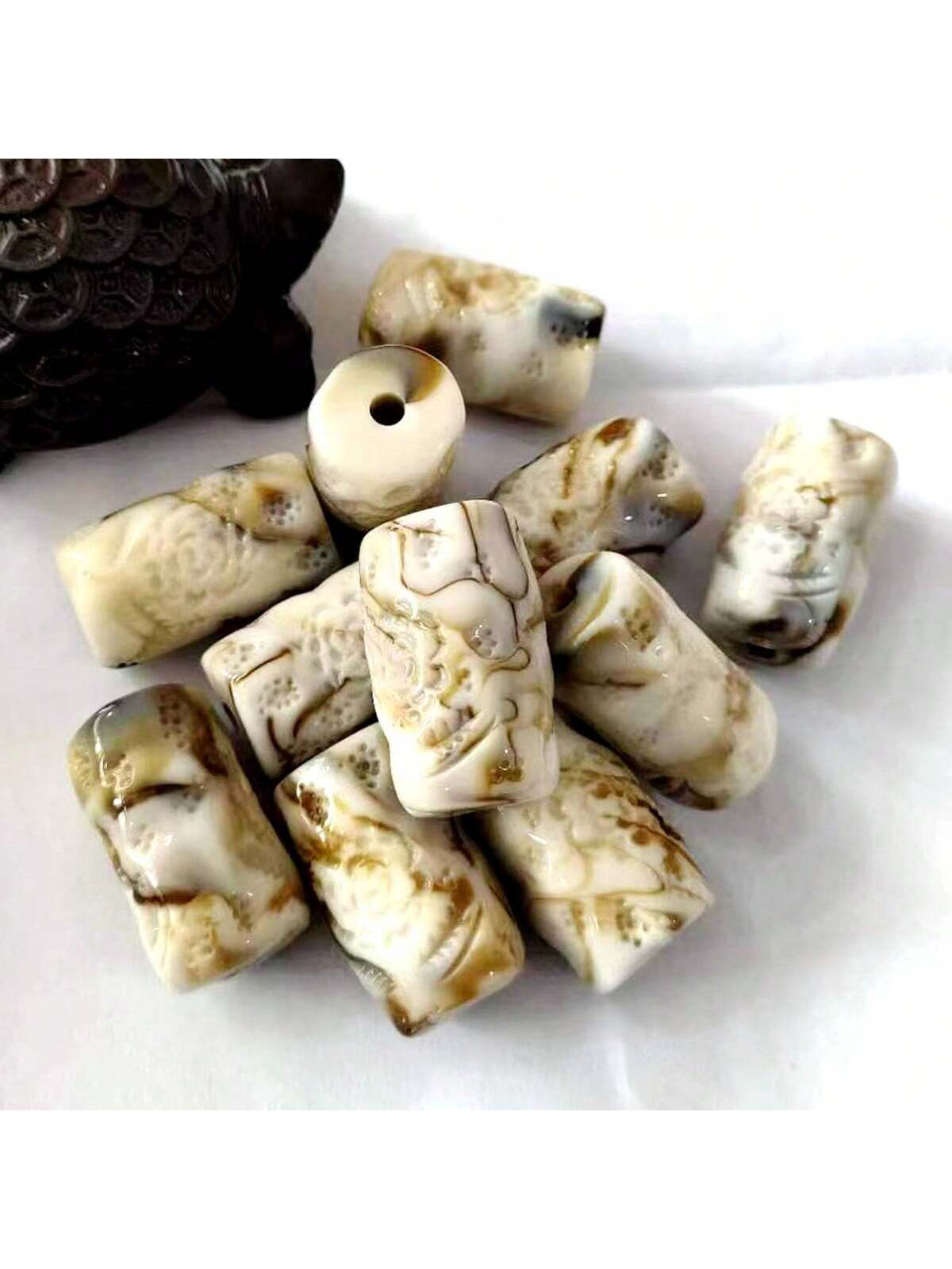 European And American Vintage Marbled Acrylic Stones Diy Beads-Light Grey-1