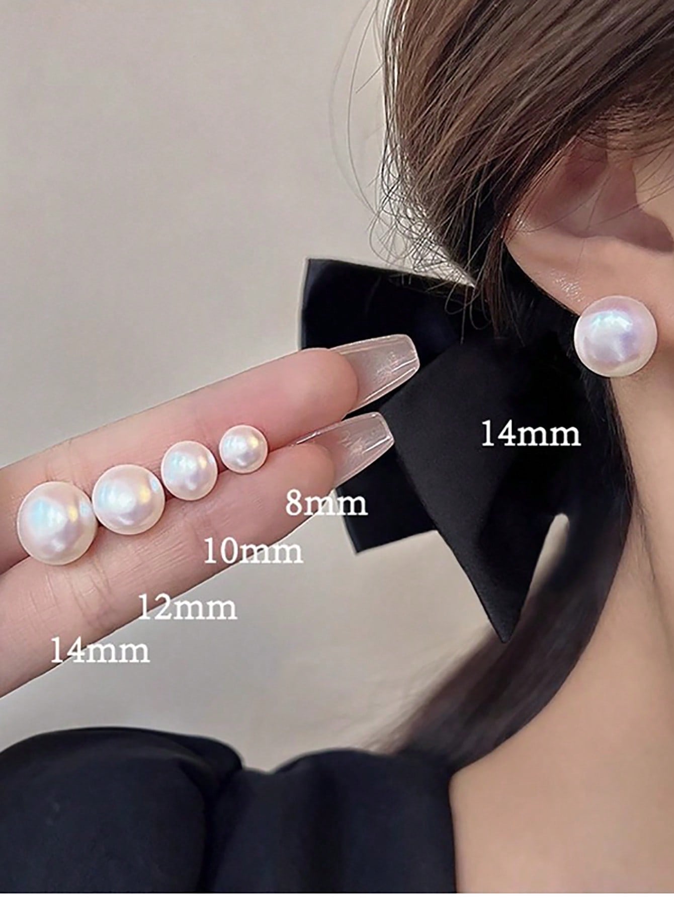 1pair Pearls Earrings For Women Party Casual Style Fashionable Ear Jewelry, Multiple Sizes Pink And White 8mm/10mm/12mm/14mm-Dusty Pink-1