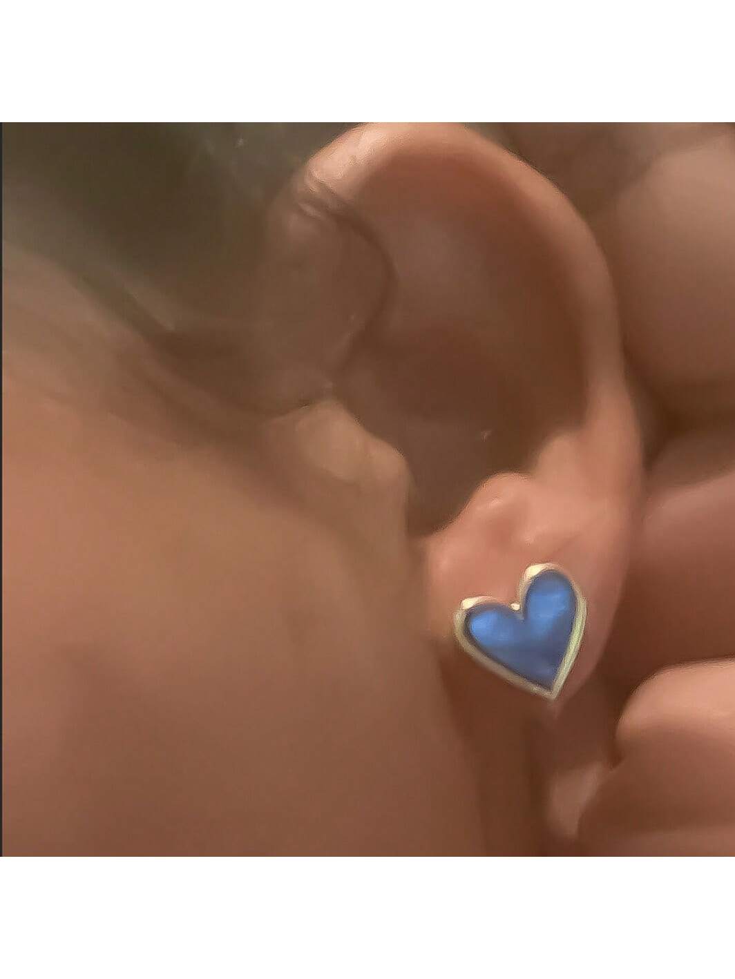 1pair Ladies' Creative Minimalist Style Pink & Blue Heart Shaped Stud Earrings With Delicate & Exquisite Design And Advanced Sense, Niche Love Earrings-Blue-1