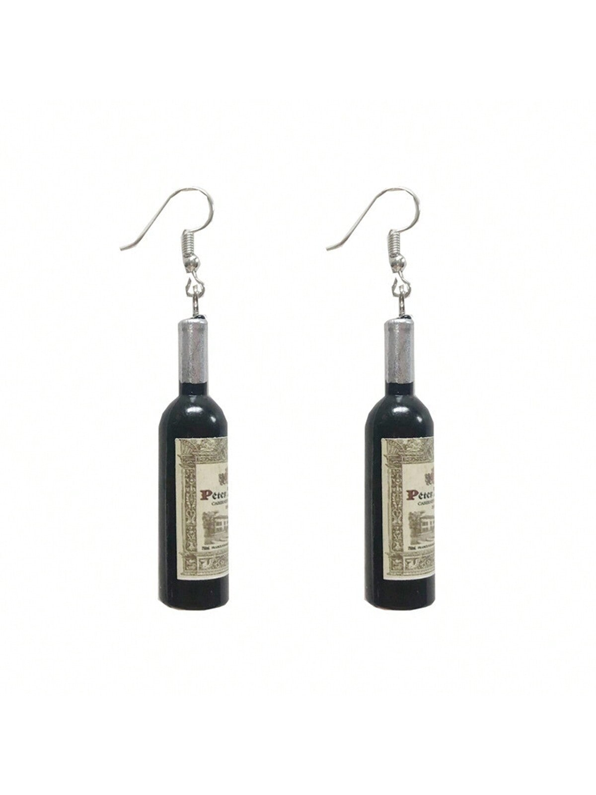 Wine Bottle Design Dangle Earrings Resin Jewelry Nightclub Party Ear Ornaments Trendy Female Gift-Black-1