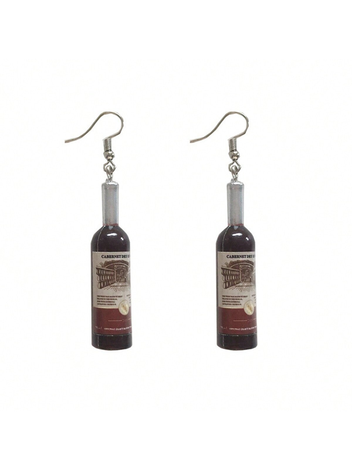 Wine Bottle Design Dangle Earrings Resin Jewelry Nightclub Party Ear Ornaments Trendy Female Gift-Brown-1