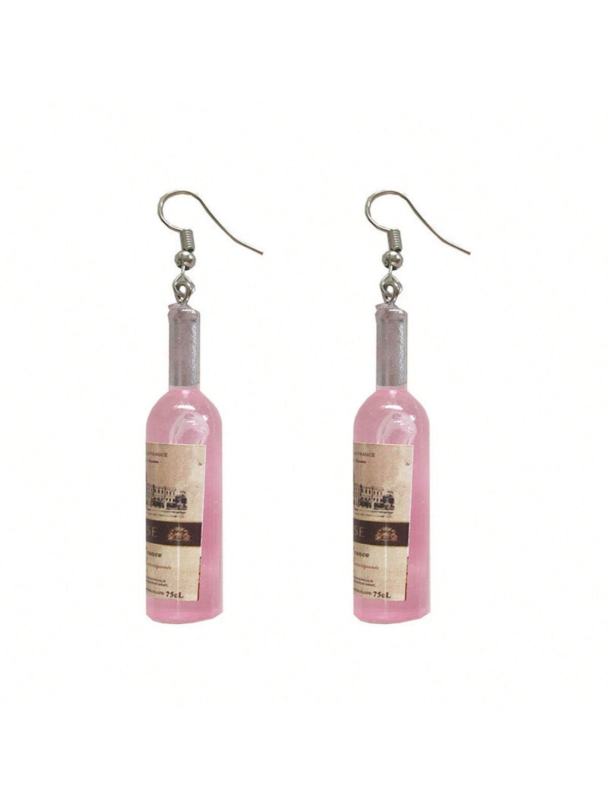 Wine Bottle Design Dangle Earrings Resin Jewelry Nightclub Party Ear Ornaments Trendy Female Gift-Pink-1