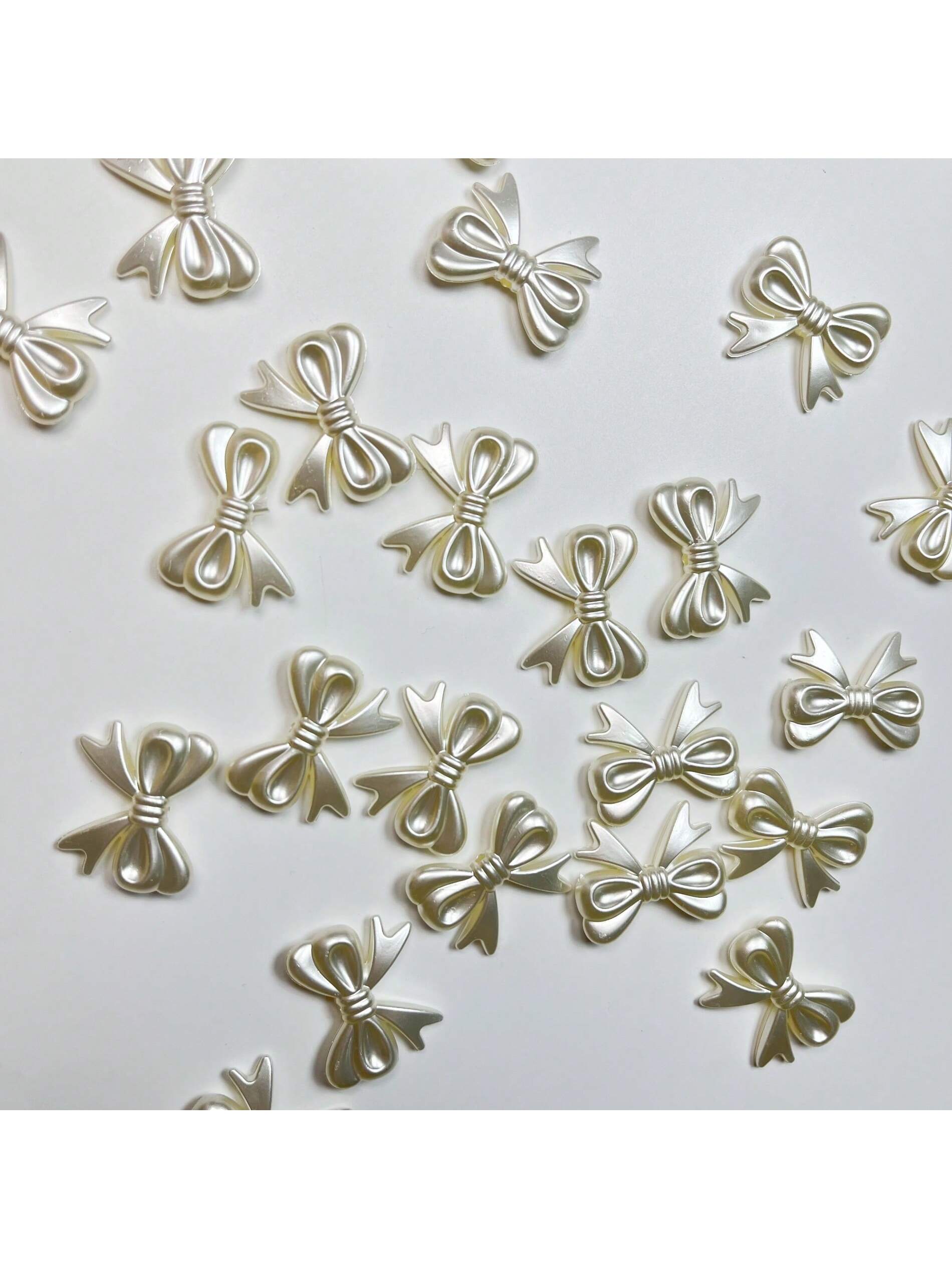 20pcs/Pack Acrylic White Bowknot Beads For Bracelet Making-White-1