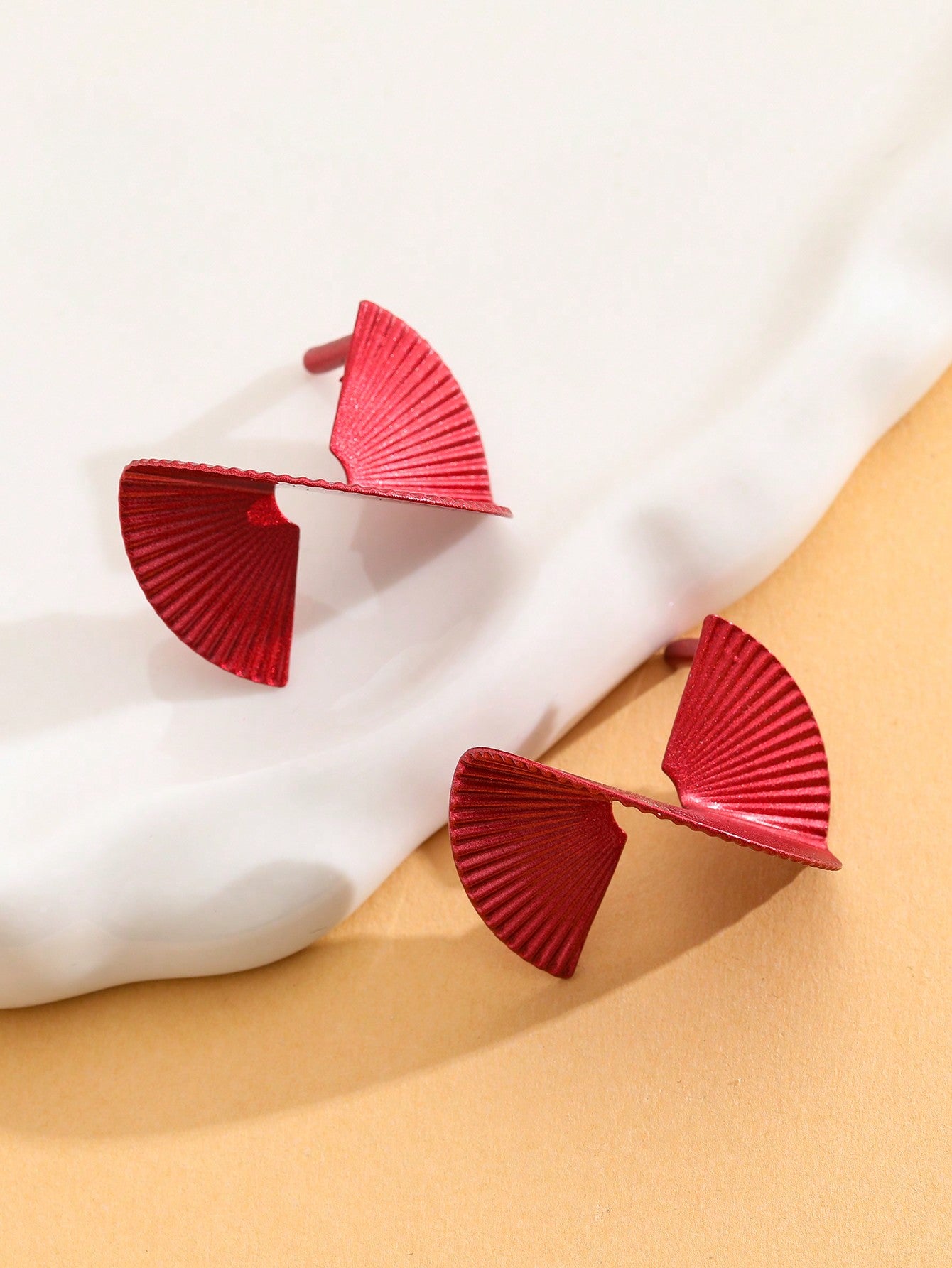 1pair Fashionable Rotatable Geometric Shaped Earrings-Red-1