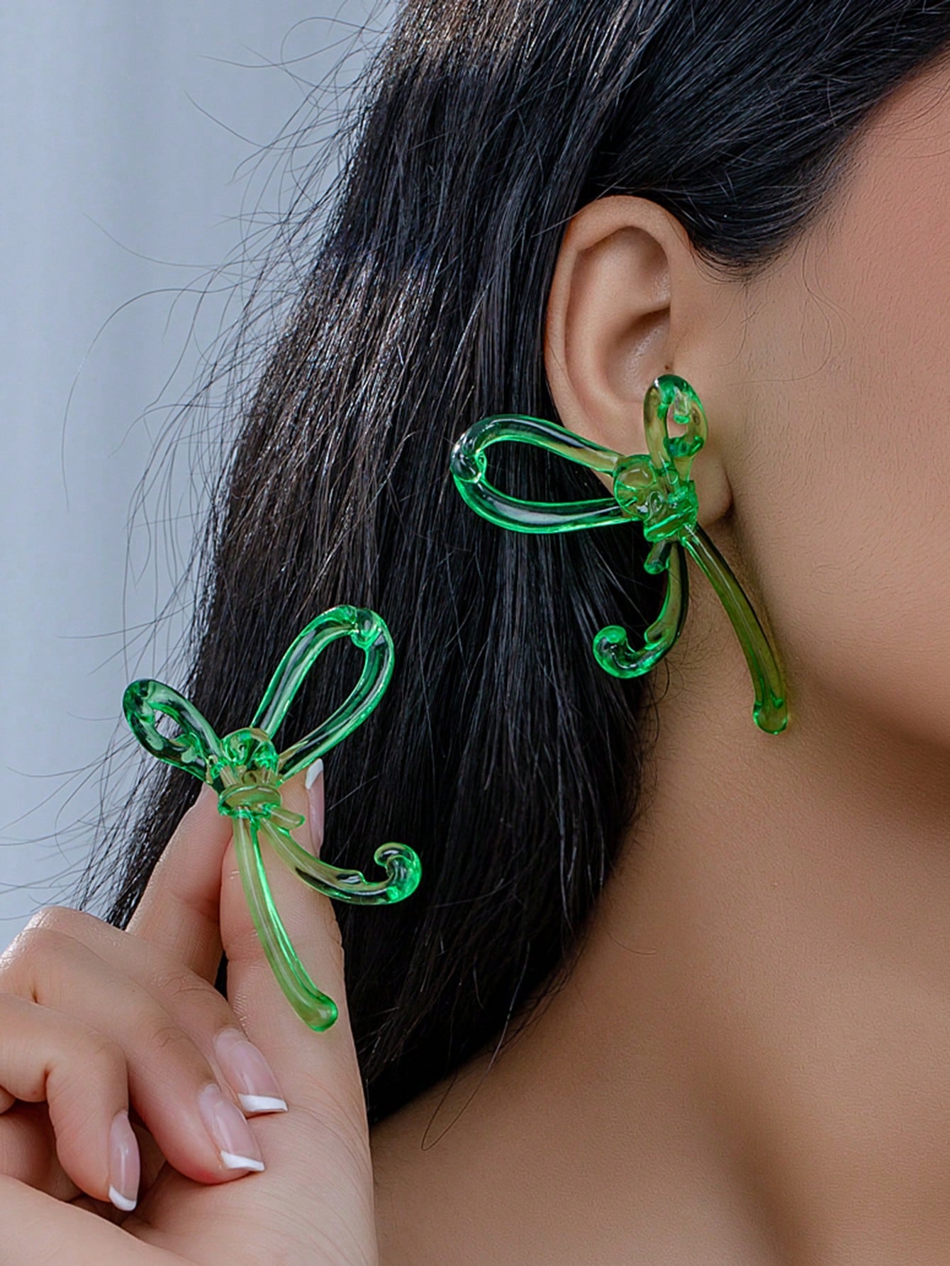 1pair Elegant Cute Acrylic Butterfly Knot Earrings For Women, Suitable For Various Occasions Such As Parties, Holidays, Daily Commute, Etc.-Colorful-1