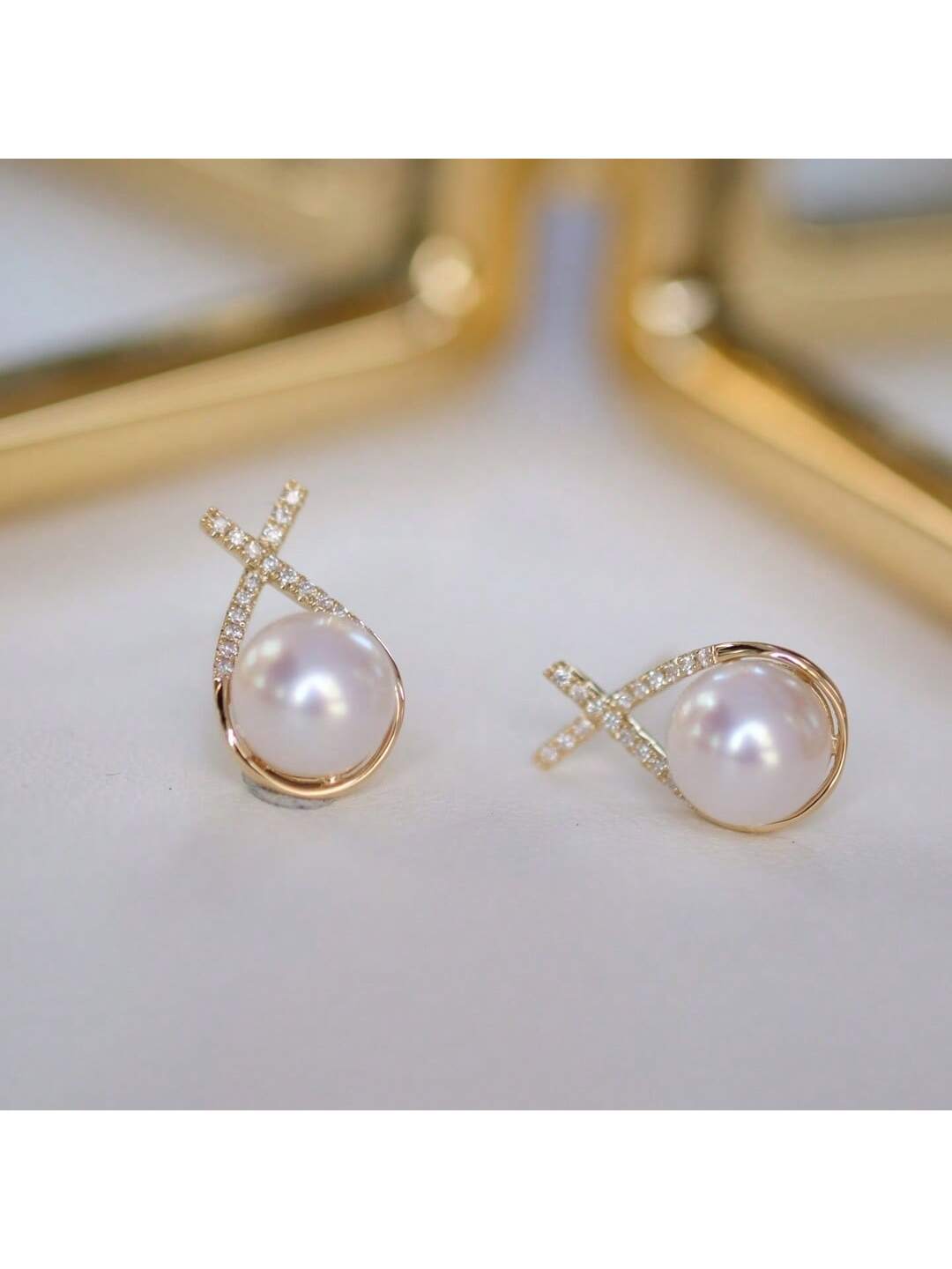 1pair Elegant Genuine 925 Sterling Silver Cross Pearl Stud Earrings For Women, Fine Jewelry Festival Gift-Gold-1