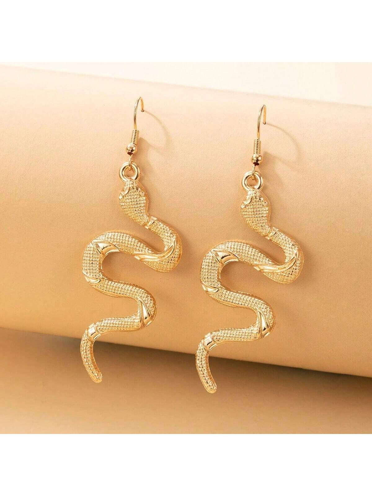 1pc Punk Style Snake Design Personalized Earring, New Arrival Cross-Border Jewelry-Gold-1