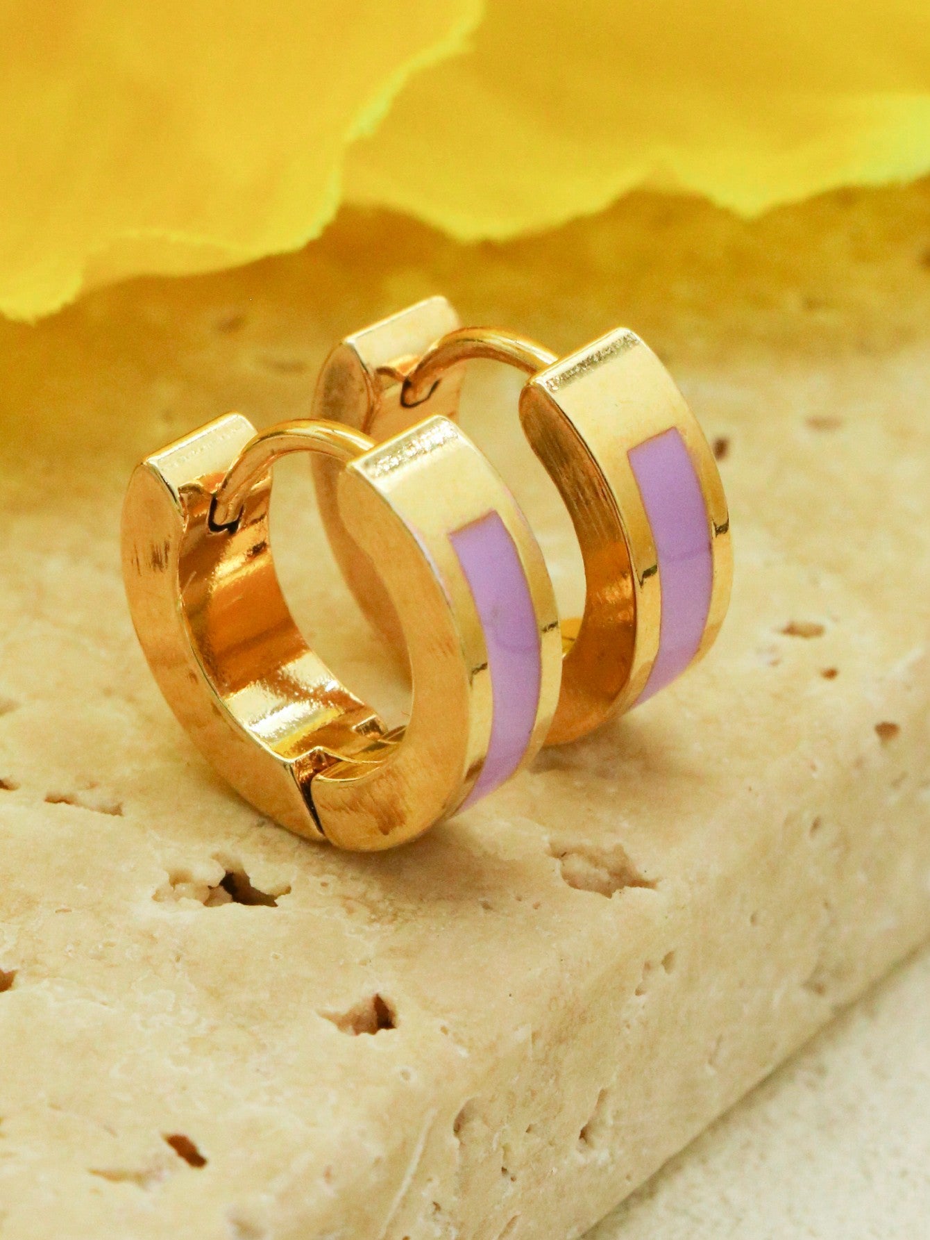 1Pairs/2PcsNew Colorful Enamel Stainless Steel Round Studs Earrings 2023 Gold Plated Stylish Charm Fashion Jewelry Women-Purple-1