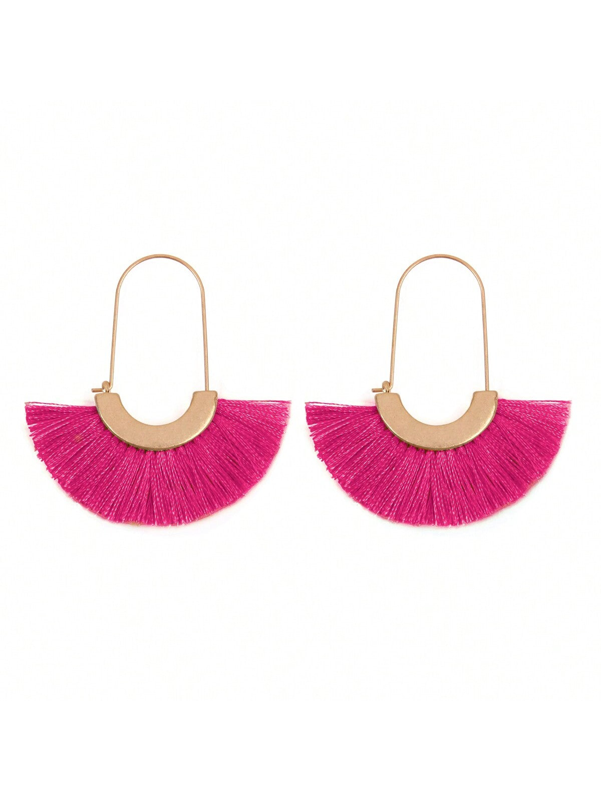 Fan Shape Drop Hoop Earrings-HOT PINK-1