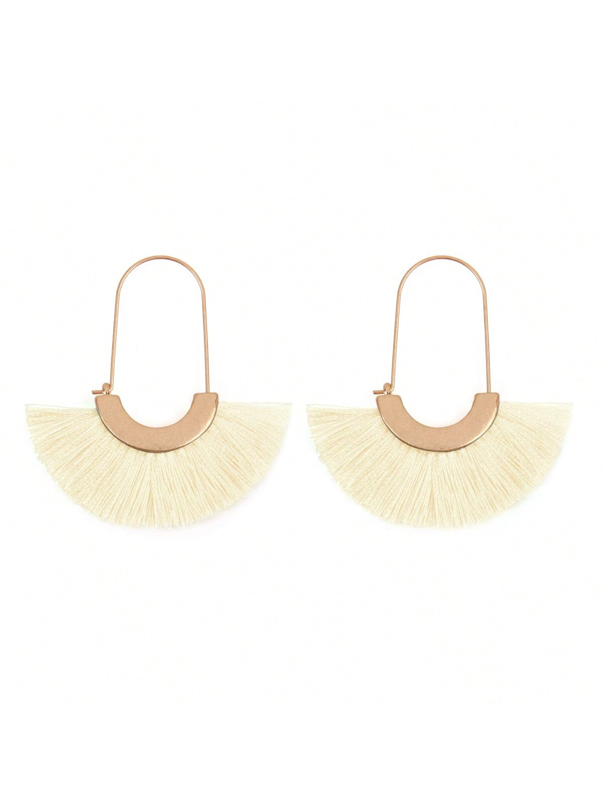 Fan Shape Drop Hoop Earrings-Ivory-1