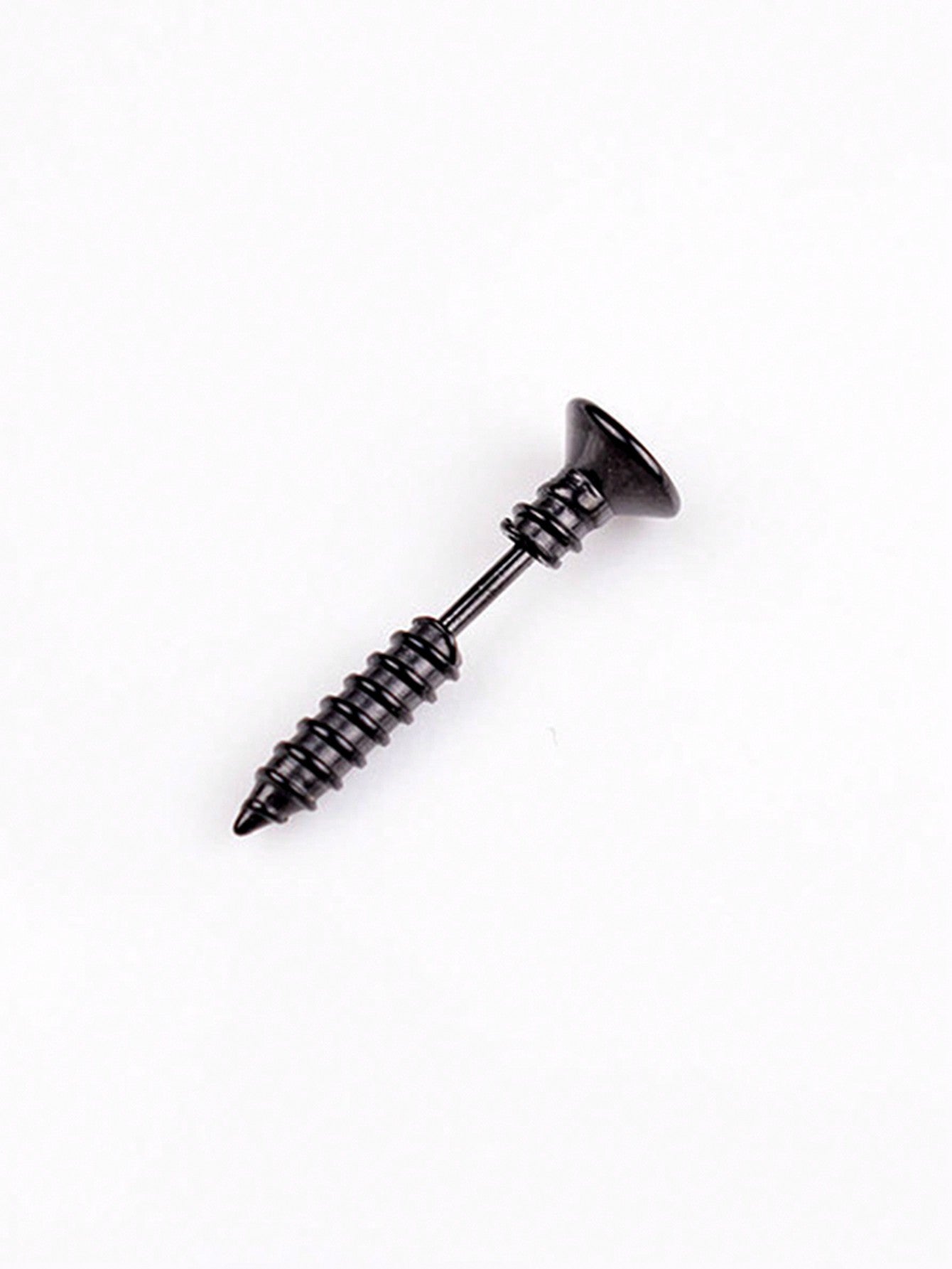 Unisex Titanium Plated Screw Stud Earrings-Black-1