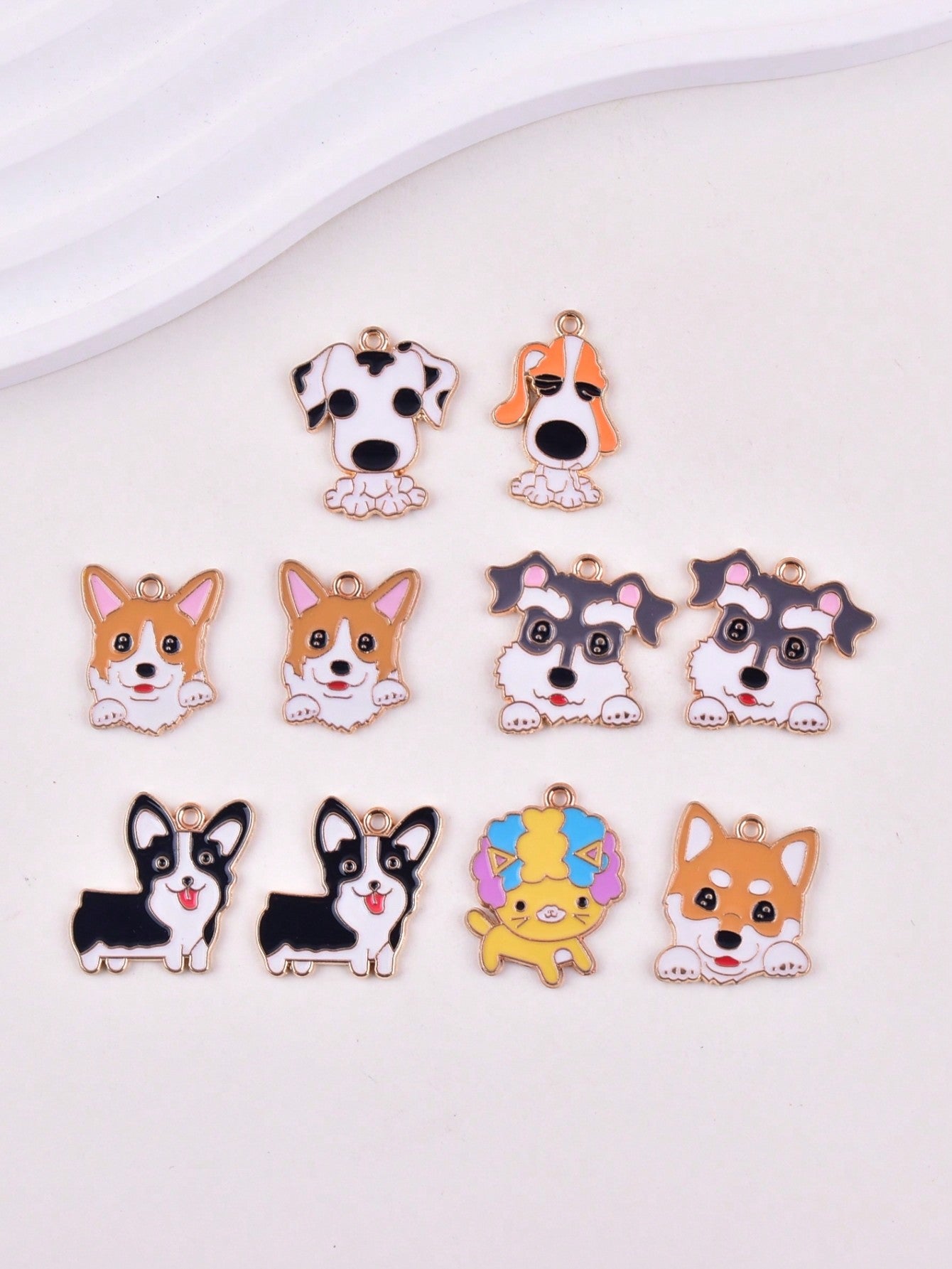 Mix Style 10pcs/Set Cartoon Dog Metal Charms Pendant For Women DIY Jewelry Making-Multicolor-1